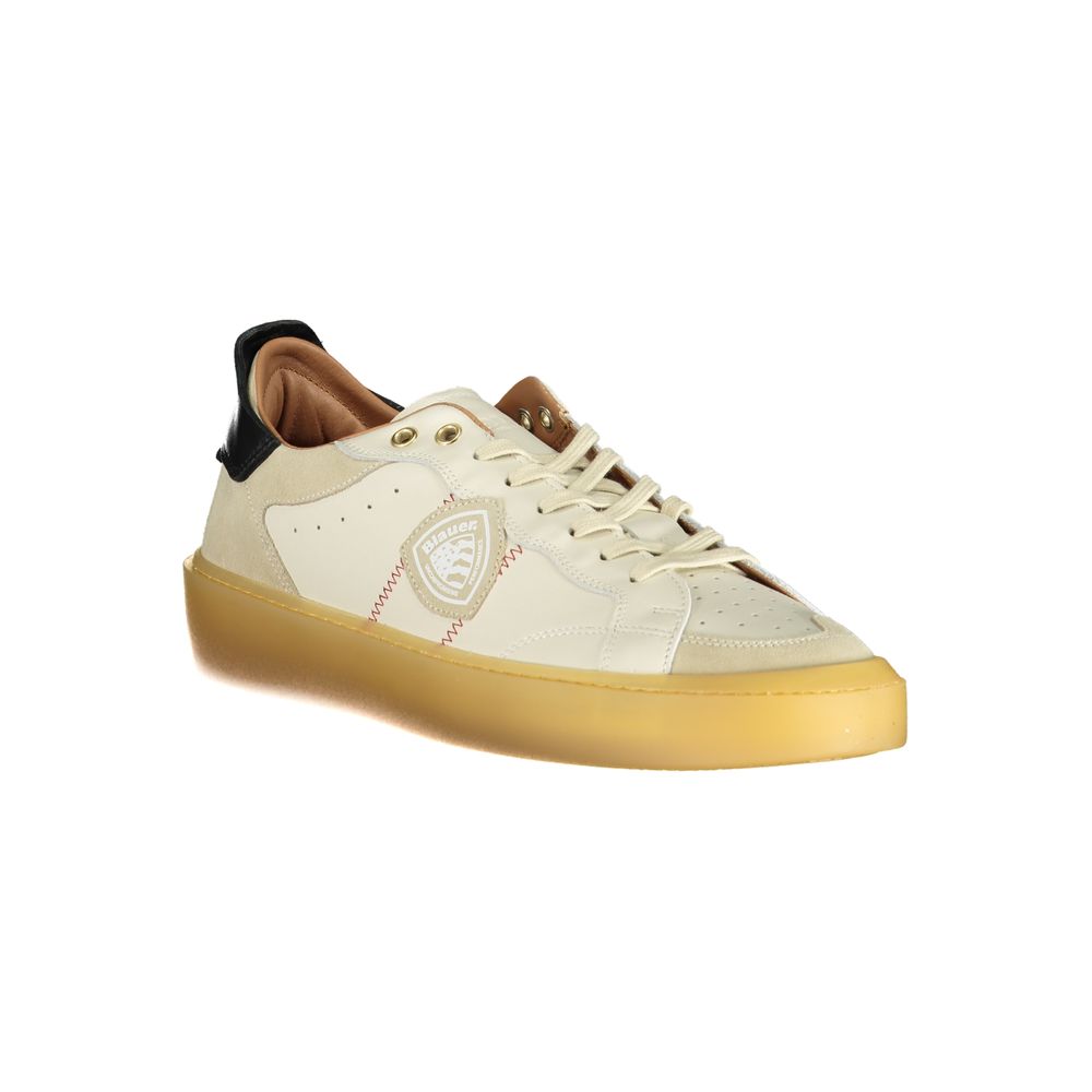 Blauer White Leather Men Sneaker | Regal Royce