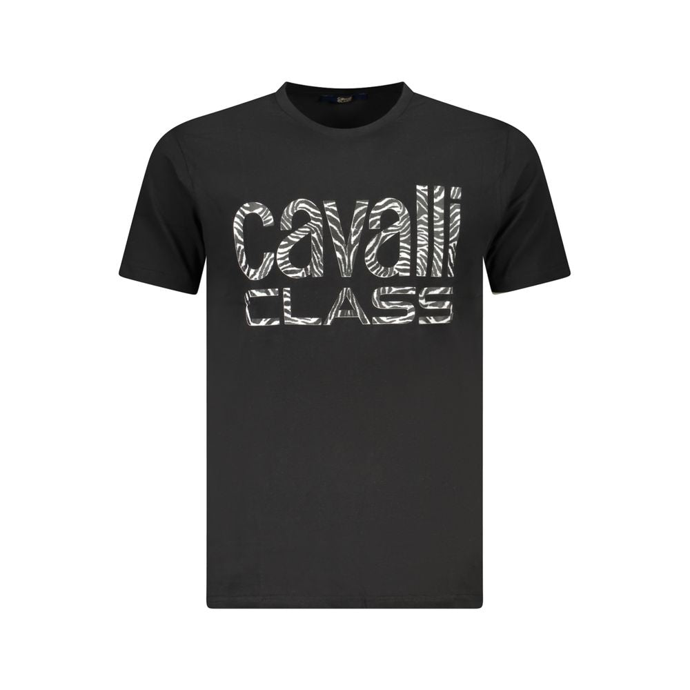Cavalli Class Black Cotton Men T-Shirt | Regal Royce