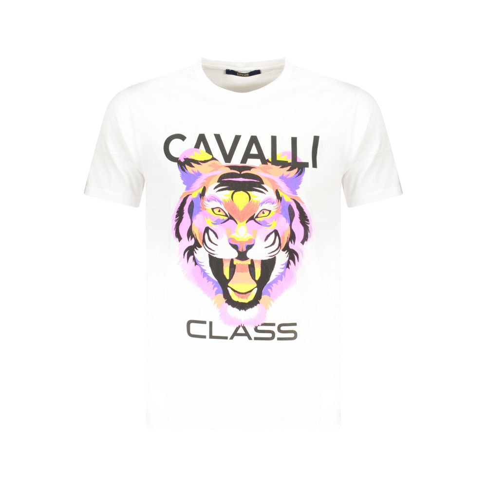 Cavalli Class Bianco Cotton Men T-Shirt | Regal Royce