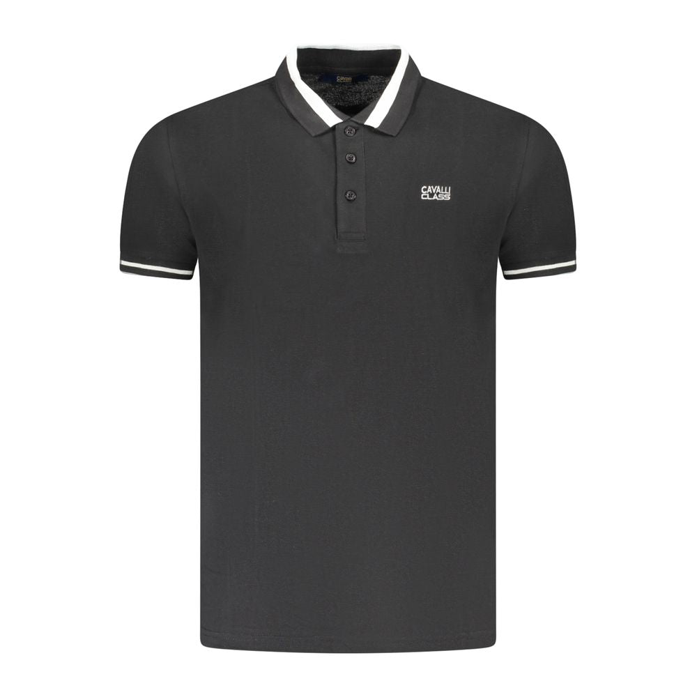 Cavalli Class Black Cotton Men Polo | Regal Royce