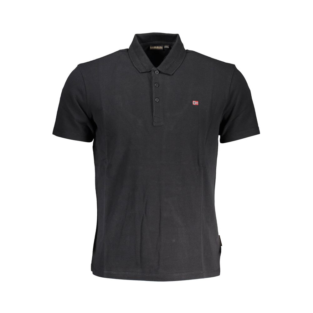 Napapijri Black Cotton Men Polo Shirt | Regal Royce