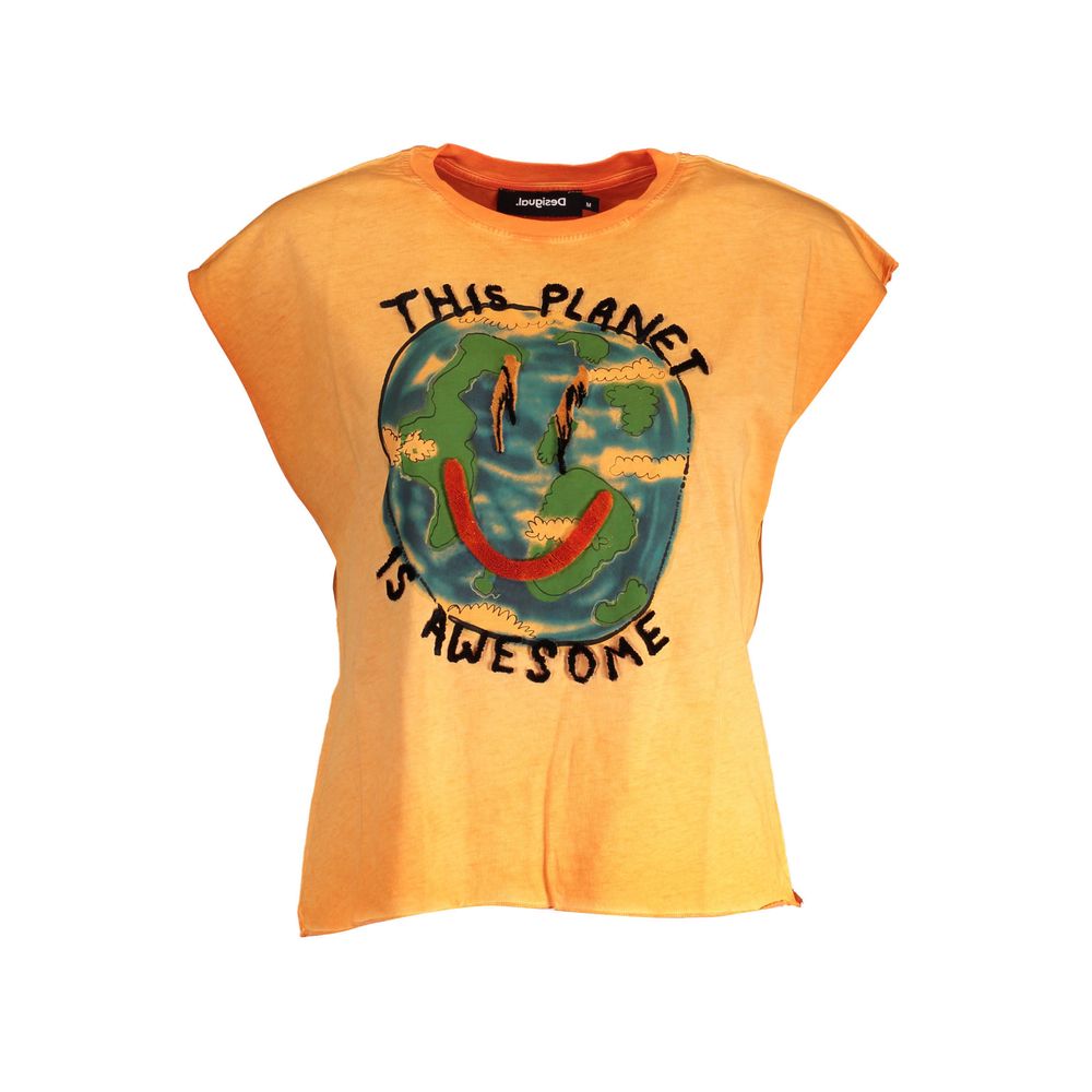 Desigual Arancione Cotton Women T-Shirt | Regal Royce