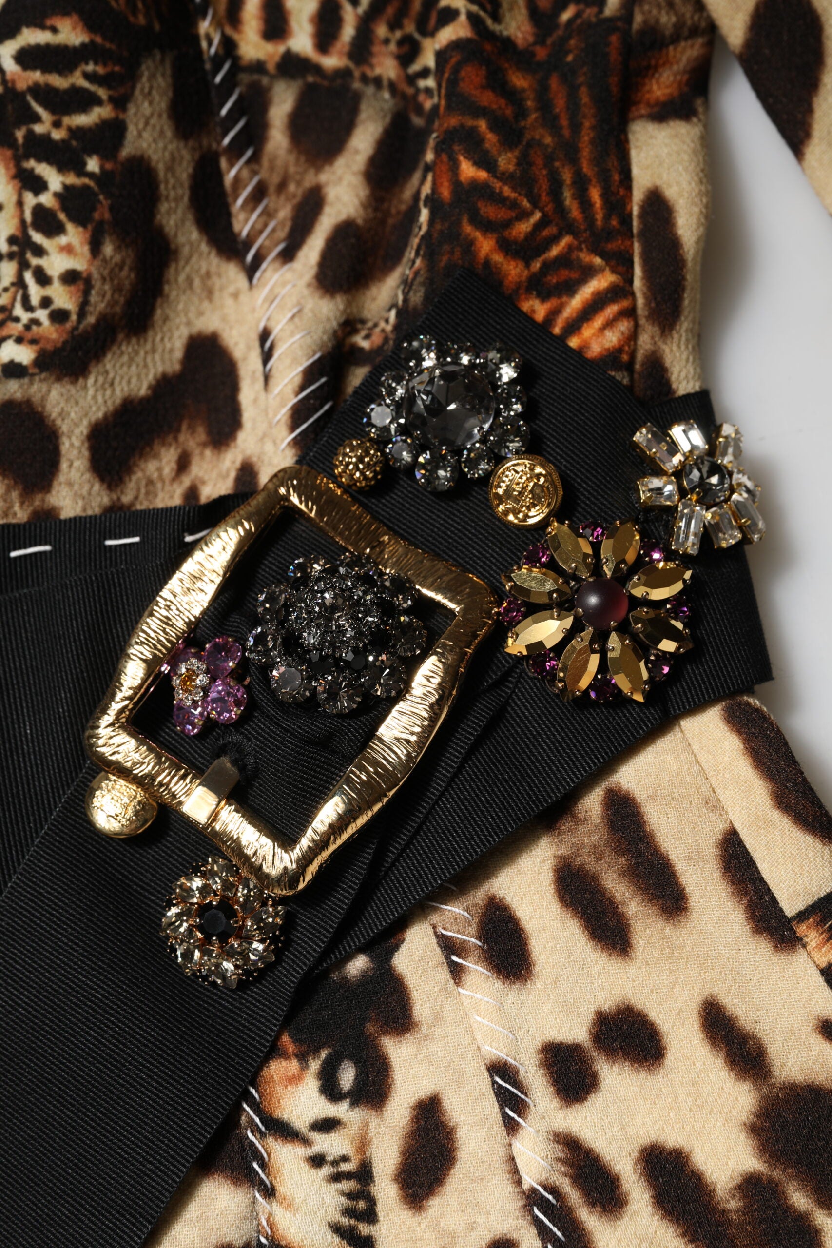 Dolce & Gabbana Brown Leopard Print Belted A-line Midi Dress | Regal Royce