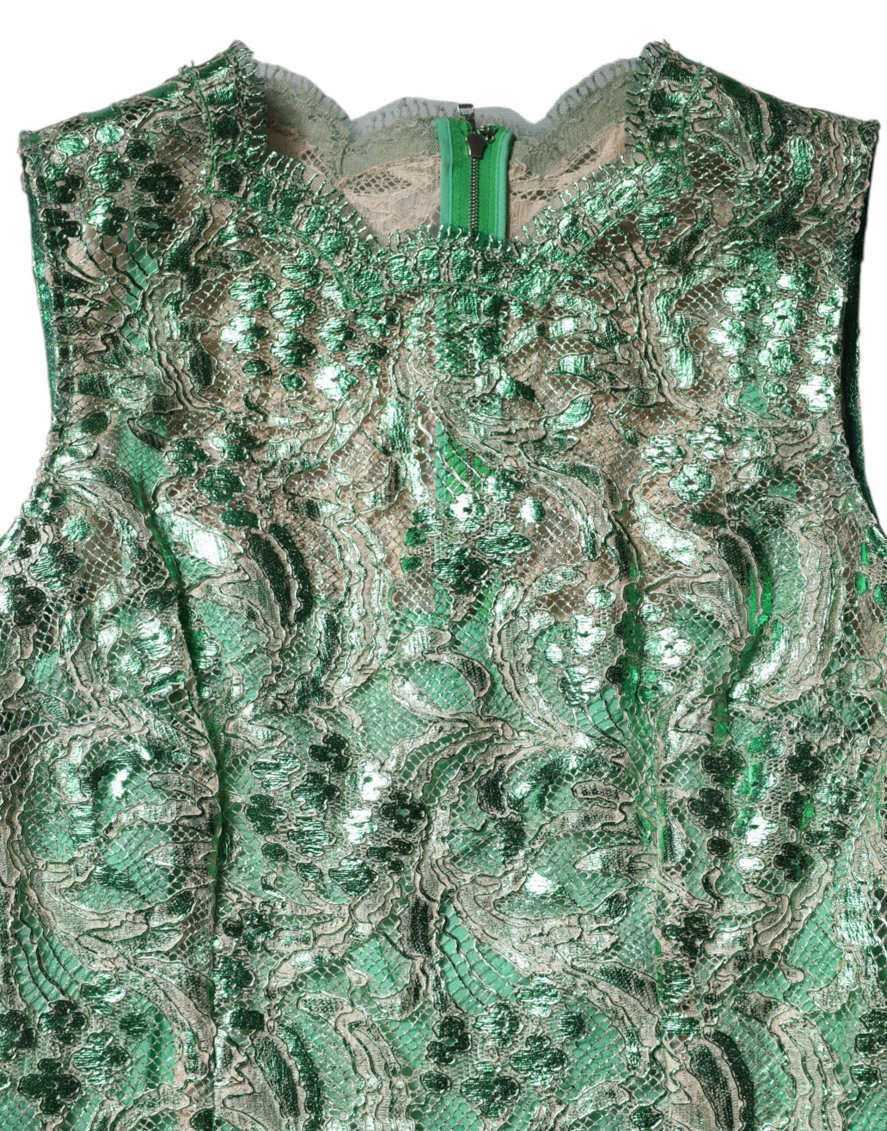 Dolce & Gabbana Green Cotton Floral Lace Sheath Midi Dress | Regal Royce