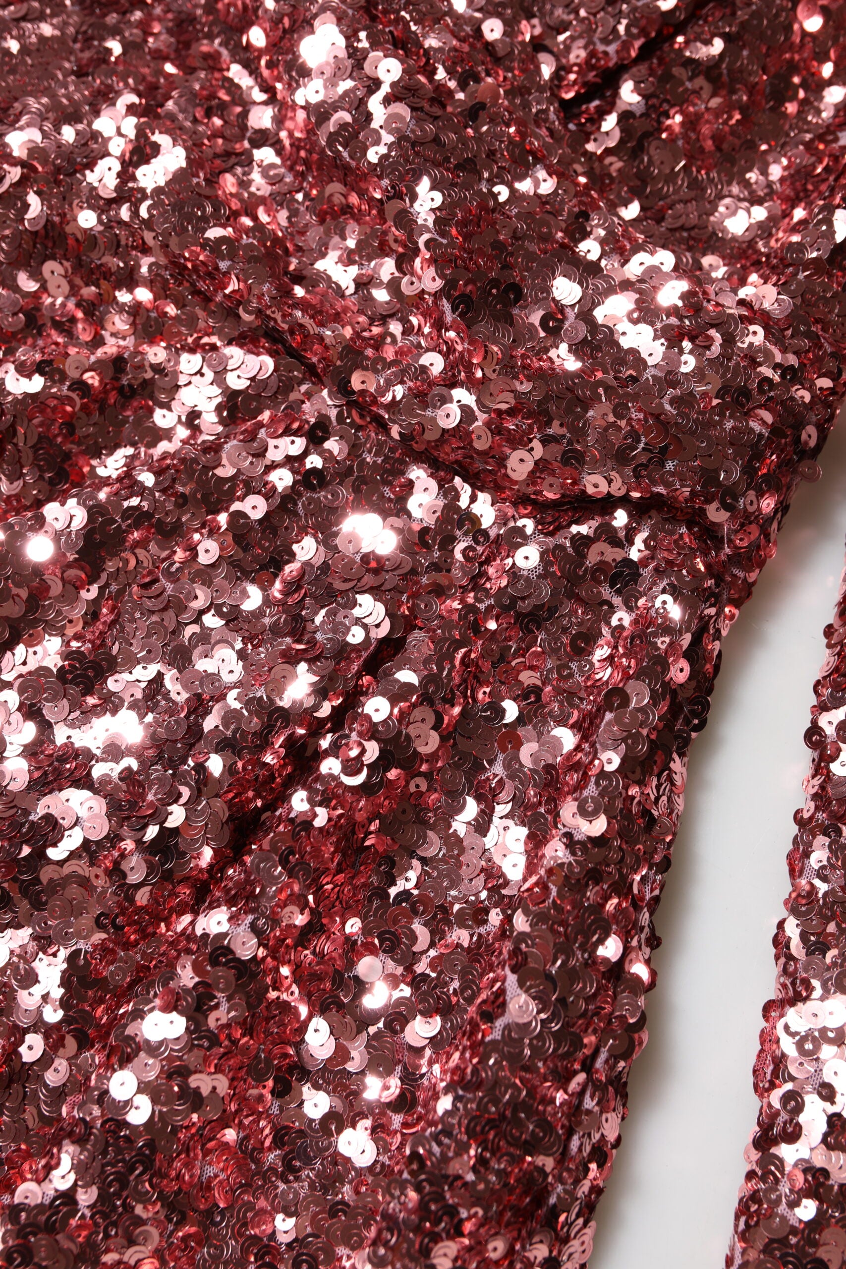 Dolce & Gabbana Pink Sequin Statement Nylon Midi V-Neck Dress | Regal Royce