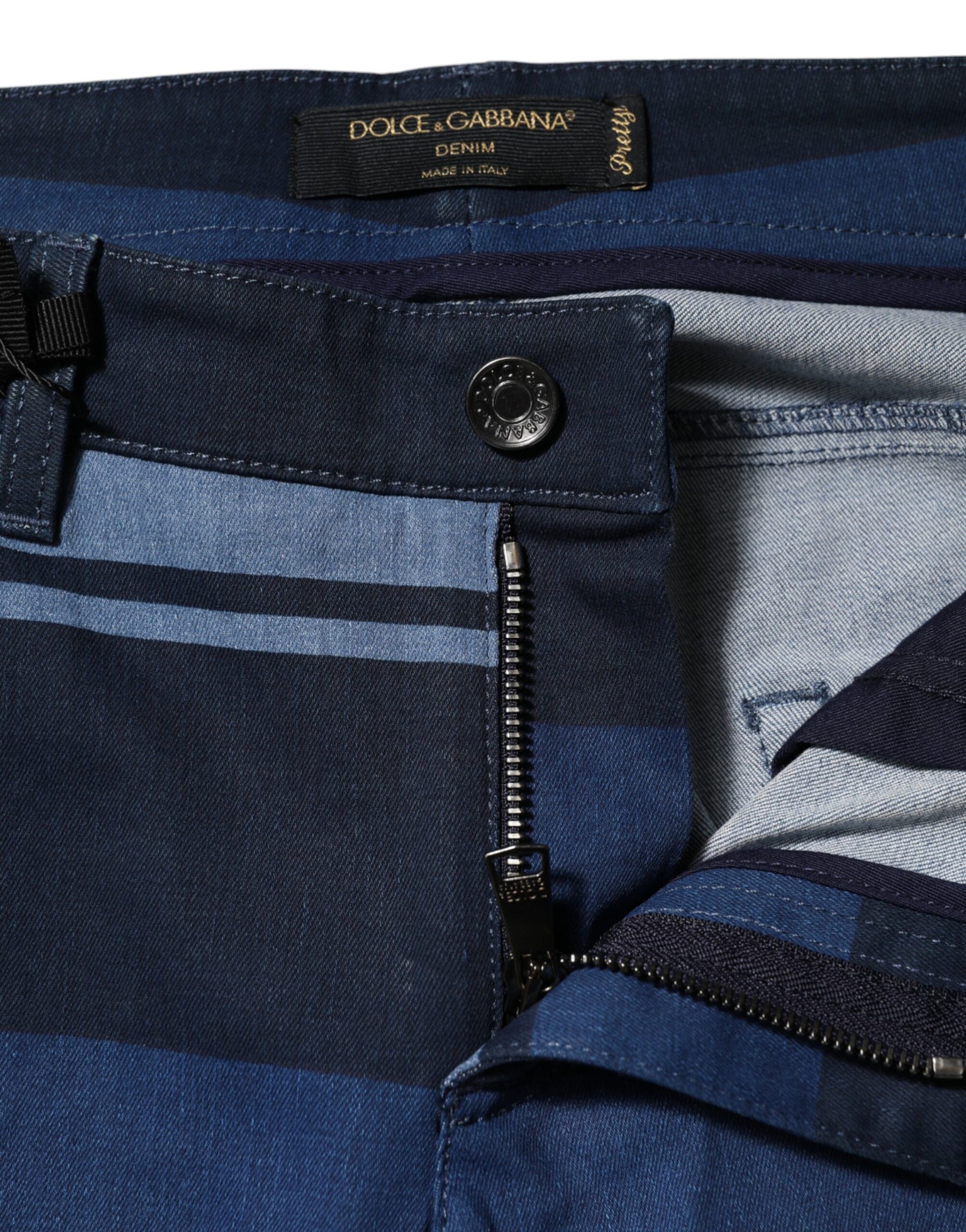 Dolce & Gabbana Blue Striped Cotton Stretch Denim Jeans | Regal Royce