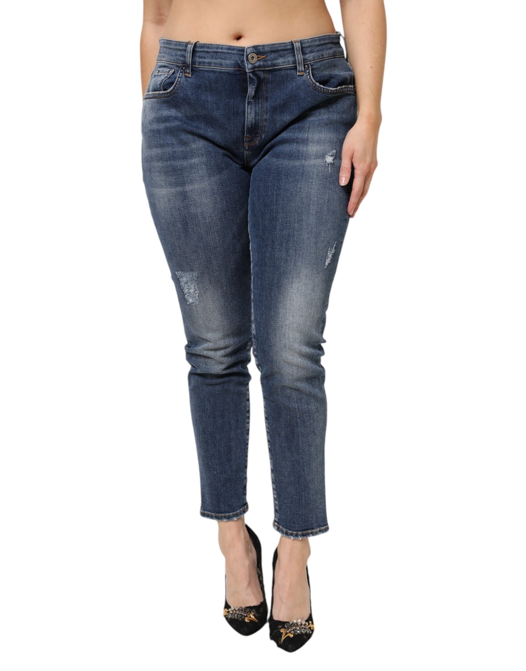 Dolce & Gabbana Blue Washed Cotton Low Waist Denim Jeans | Regal Royce