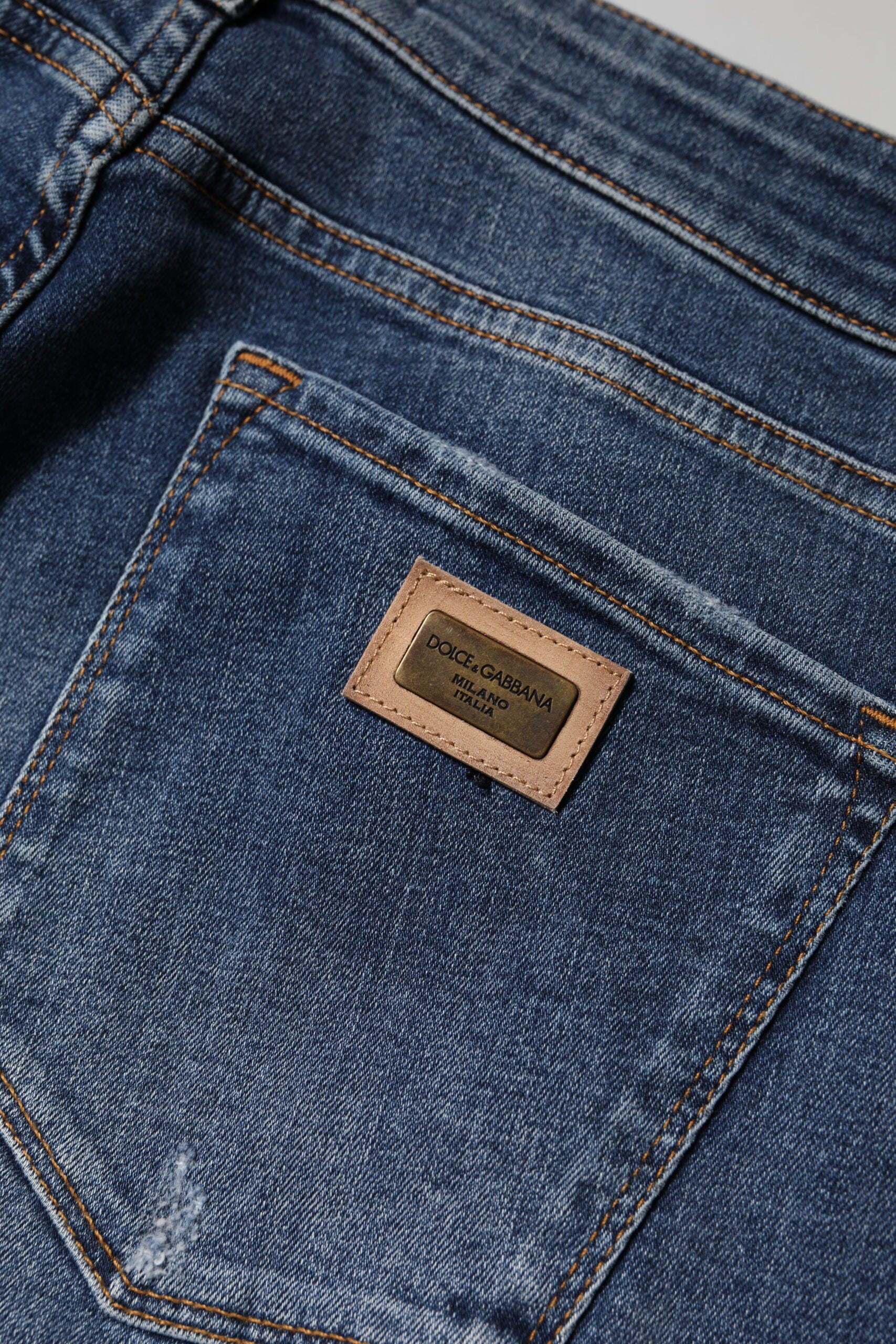 Dolce & Gabbana Blue Washed Cotton Low Waist Denim Jeans | Regal Royce
