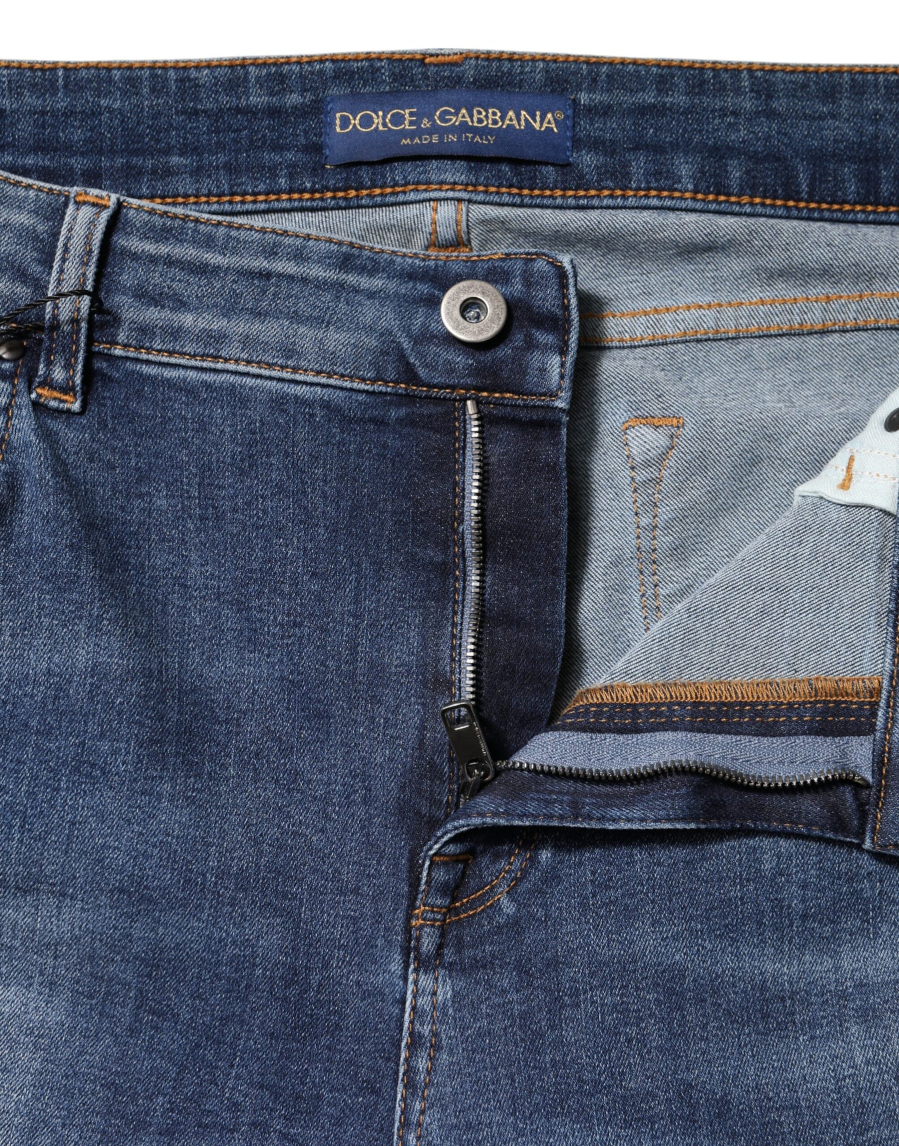 Dolce & Gabbana Blue Washed Cotton Low Waist Denim Jeans | Regal Royce