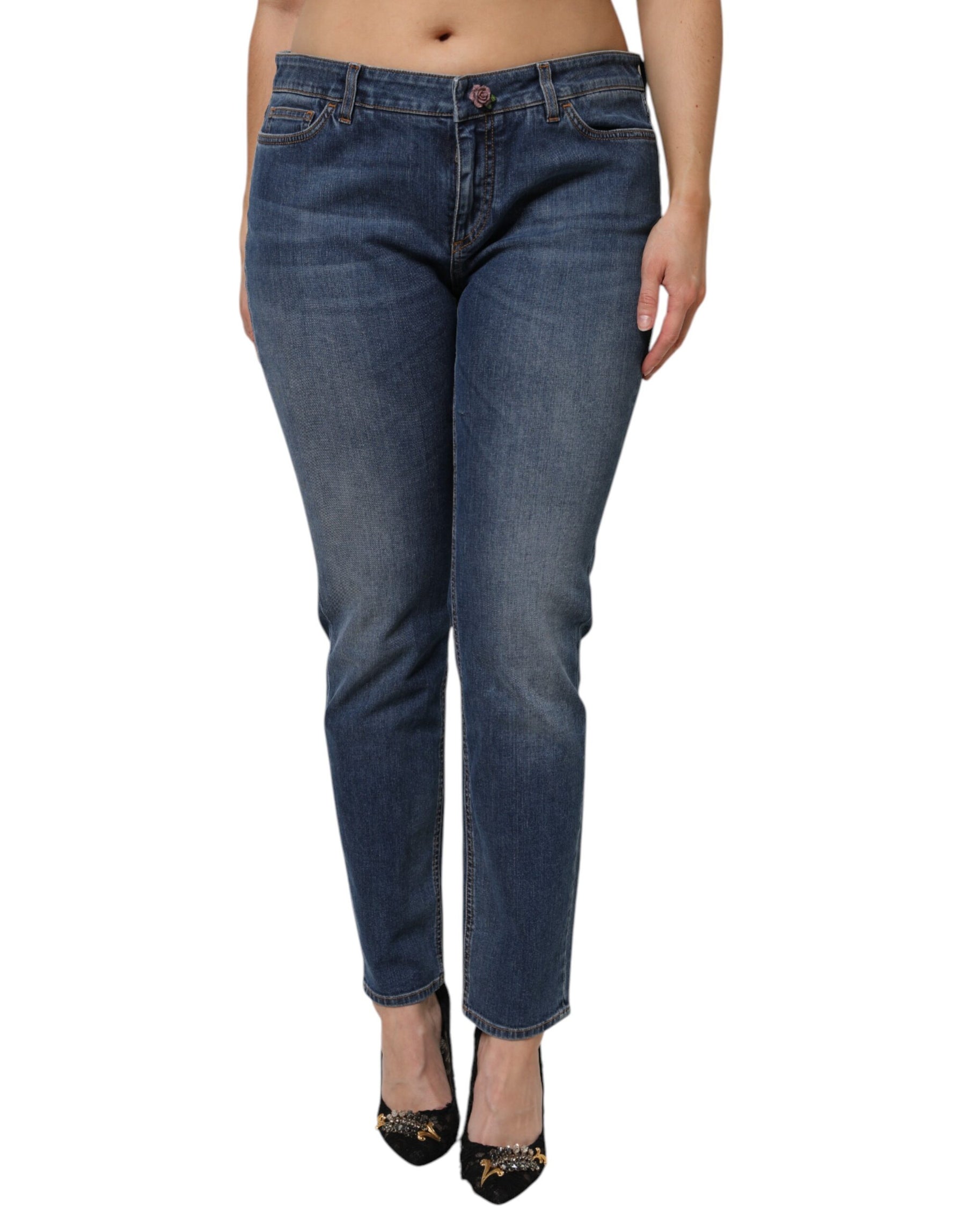 Dolce & Gabbana Blue Low Waist Cotton Skinny Denim Jeans | Regal Royce