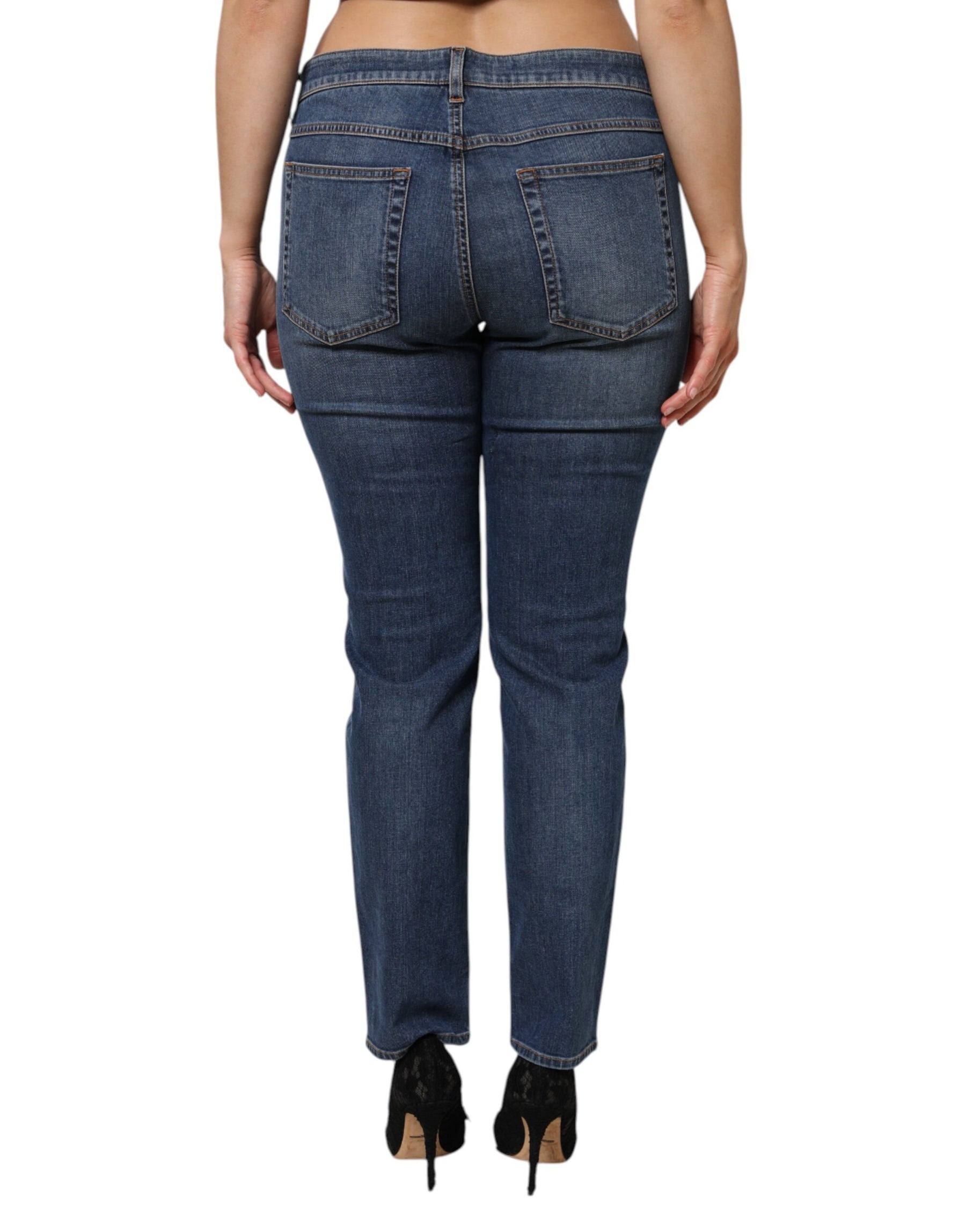 Dolce & Gabbana Blue Low Waist Cotton Skinny Denim Jeans | Regal Royce