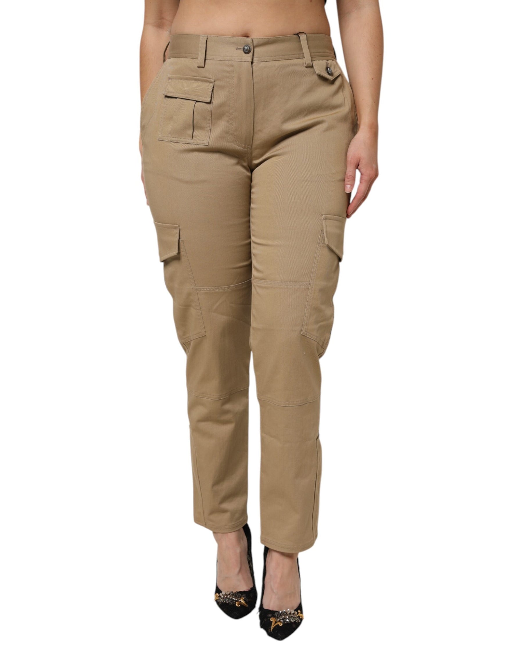 Dolce & Gabbana Brown Cotton Cargo Tapered Pants | Regal Royce