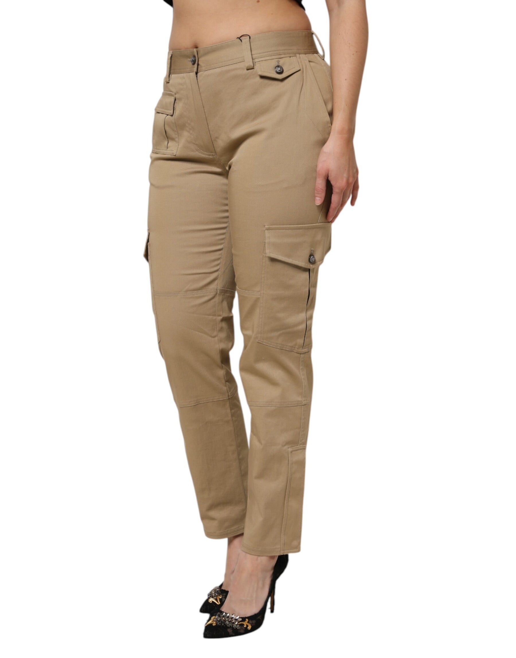 Dolce & Gabbana Brown Cotton Cargo Tapered Pants | Regal Royce