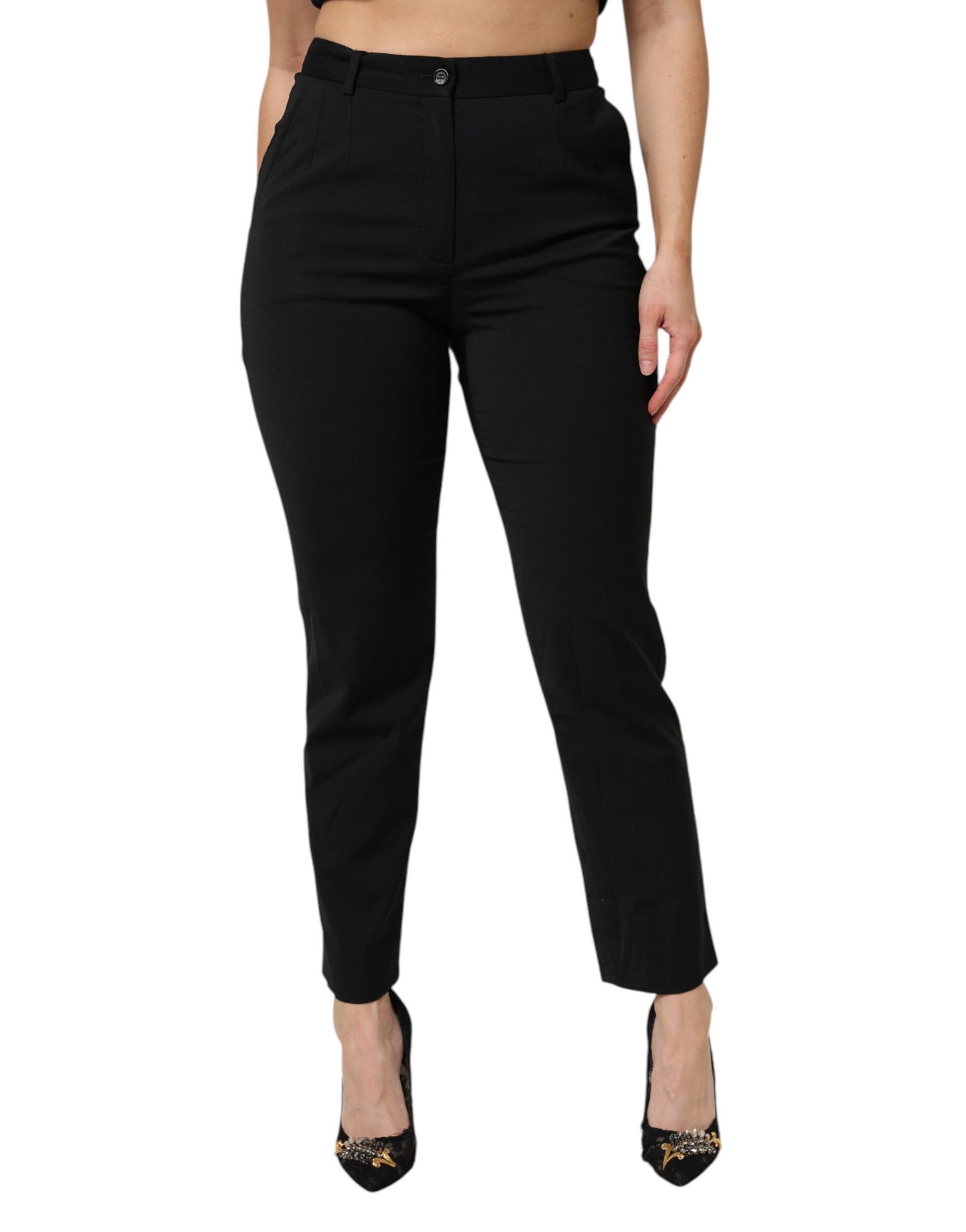 Dolce & Gabbana Black High Waisted Tapered STAFF Pants | Regal Royce