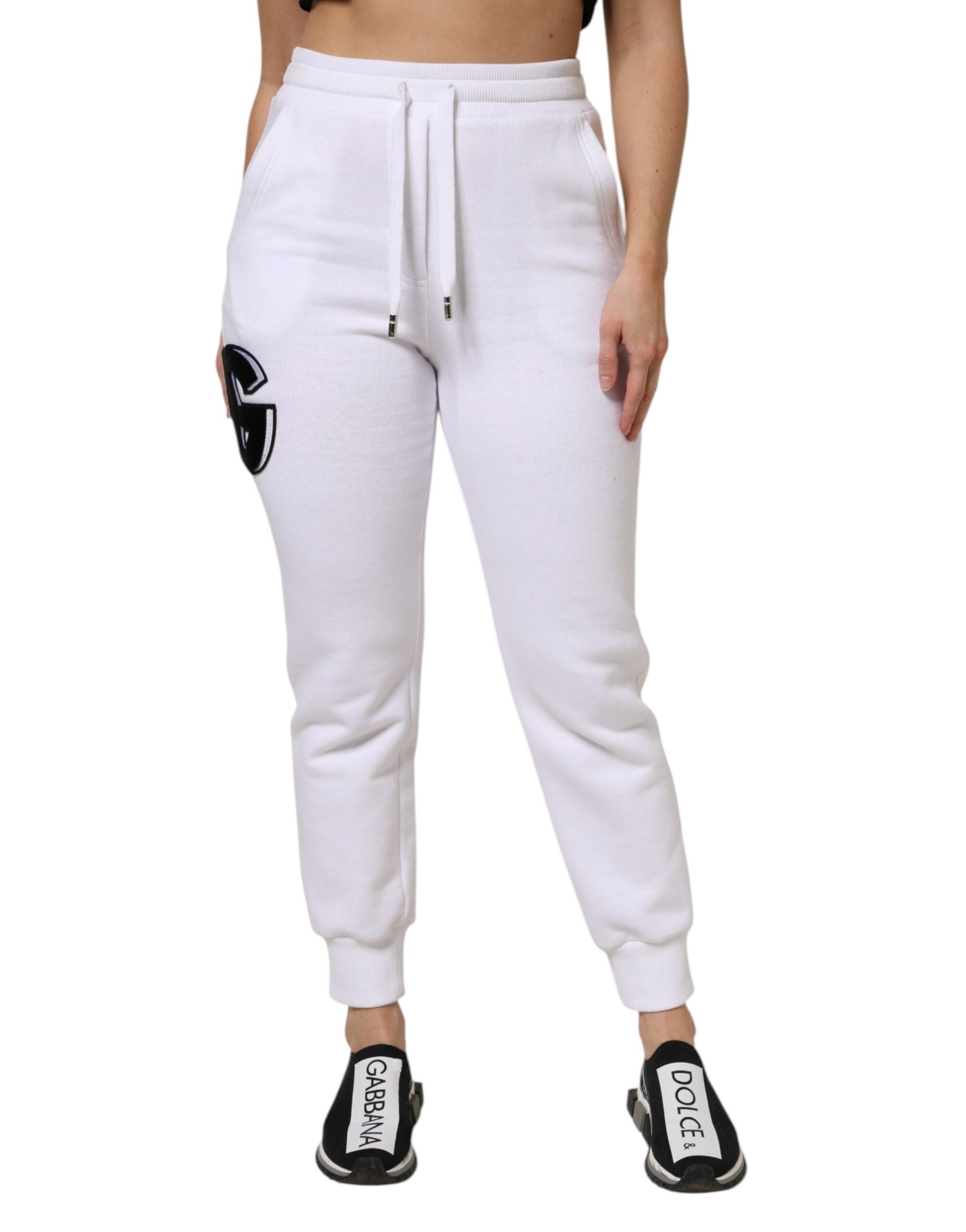 Dolce & Gabbana White Cotton Stretch Jogger Sweatpants Pants | Regal Royce