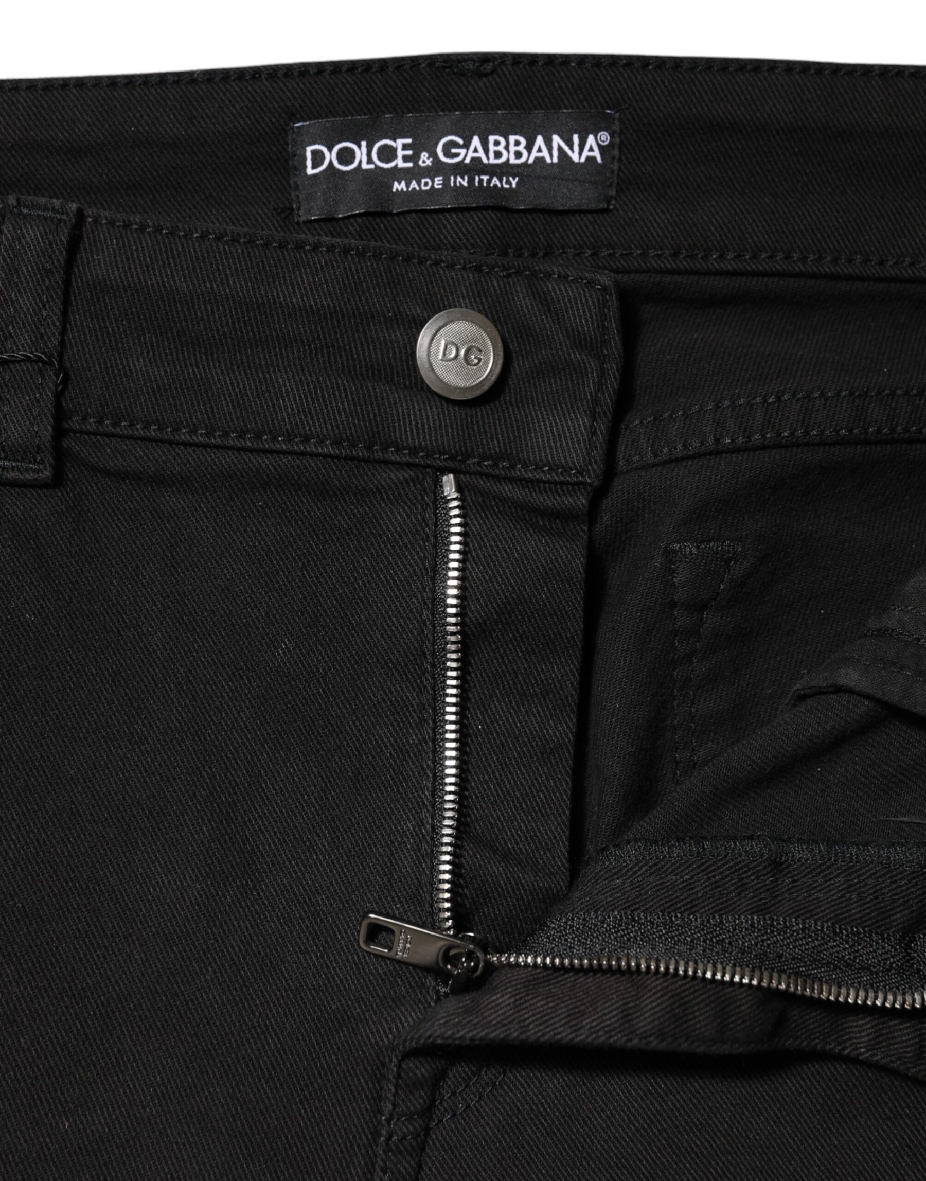 Dolce & Gabbana Black Cotton Mid Waist Denim Jeans | Regal Royce