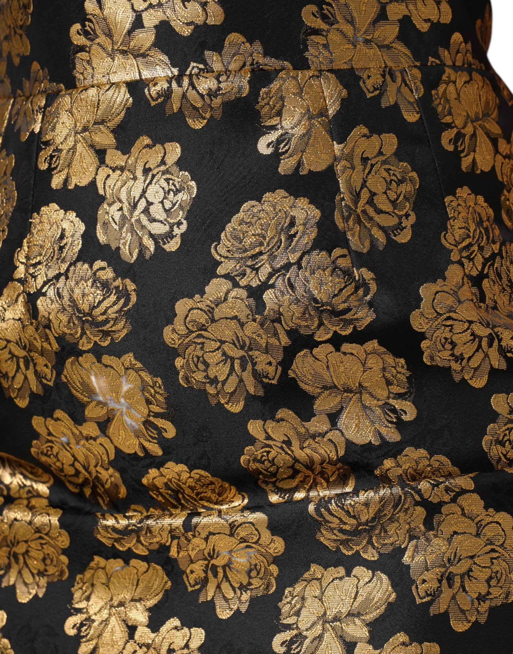 Dolce & Gabbana Black Gold Floral Print Jacquard Mini Skirt | Regal Royce