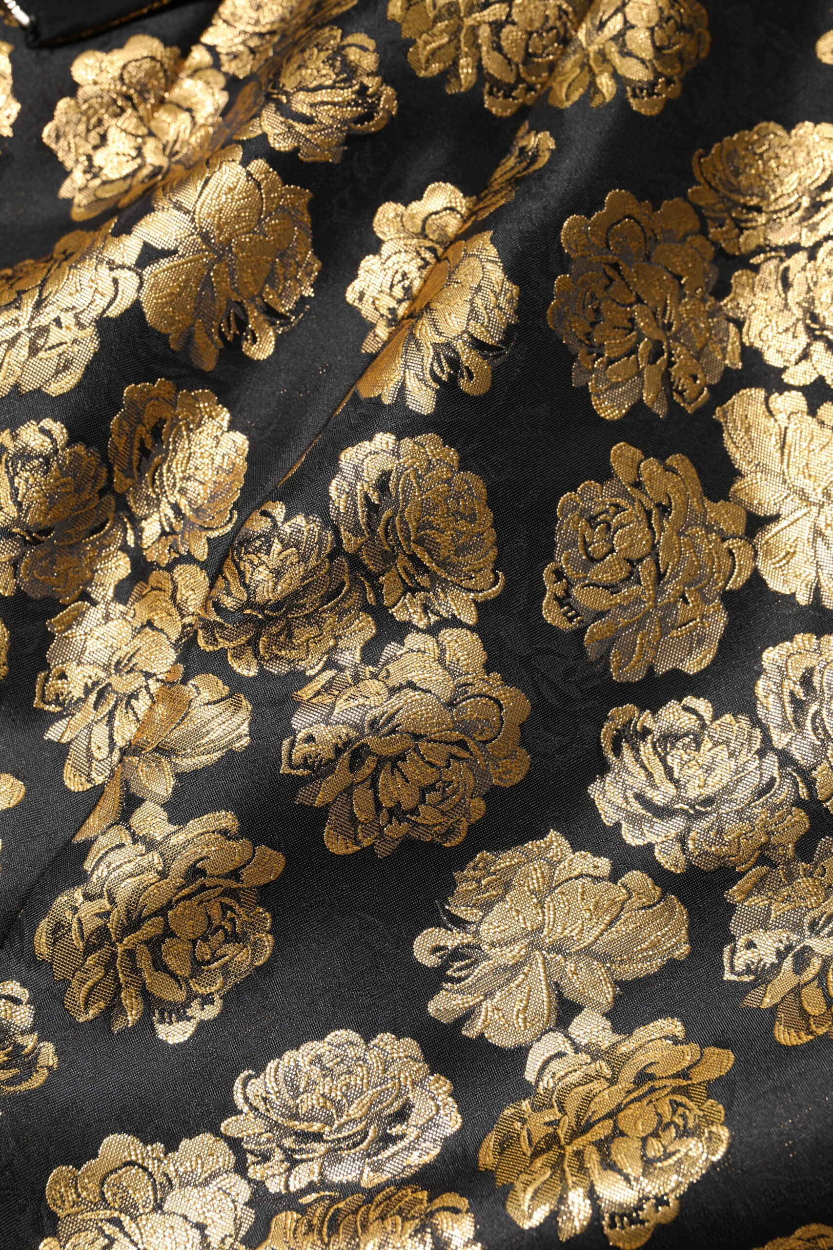 Dolce & Gabbana Black Gold Floral Print Jacquard Mini Skirt | Regal Royce