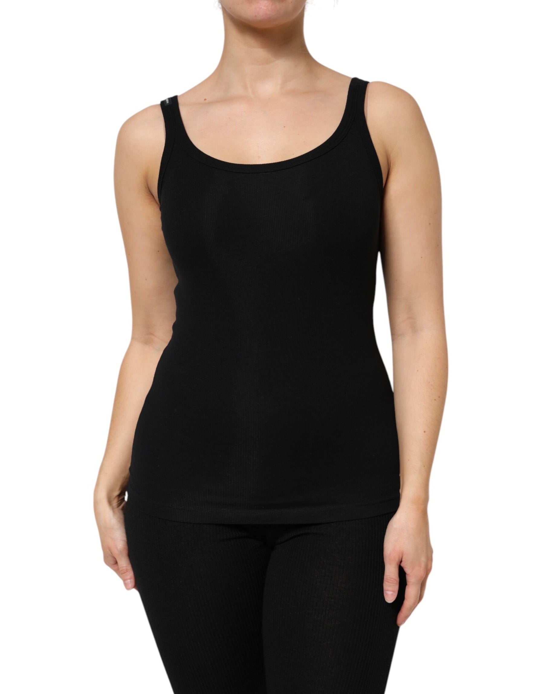 Dolce & Gabbana Black Cotton Stretch Sleeveless Women Tank Top | Regal Royce