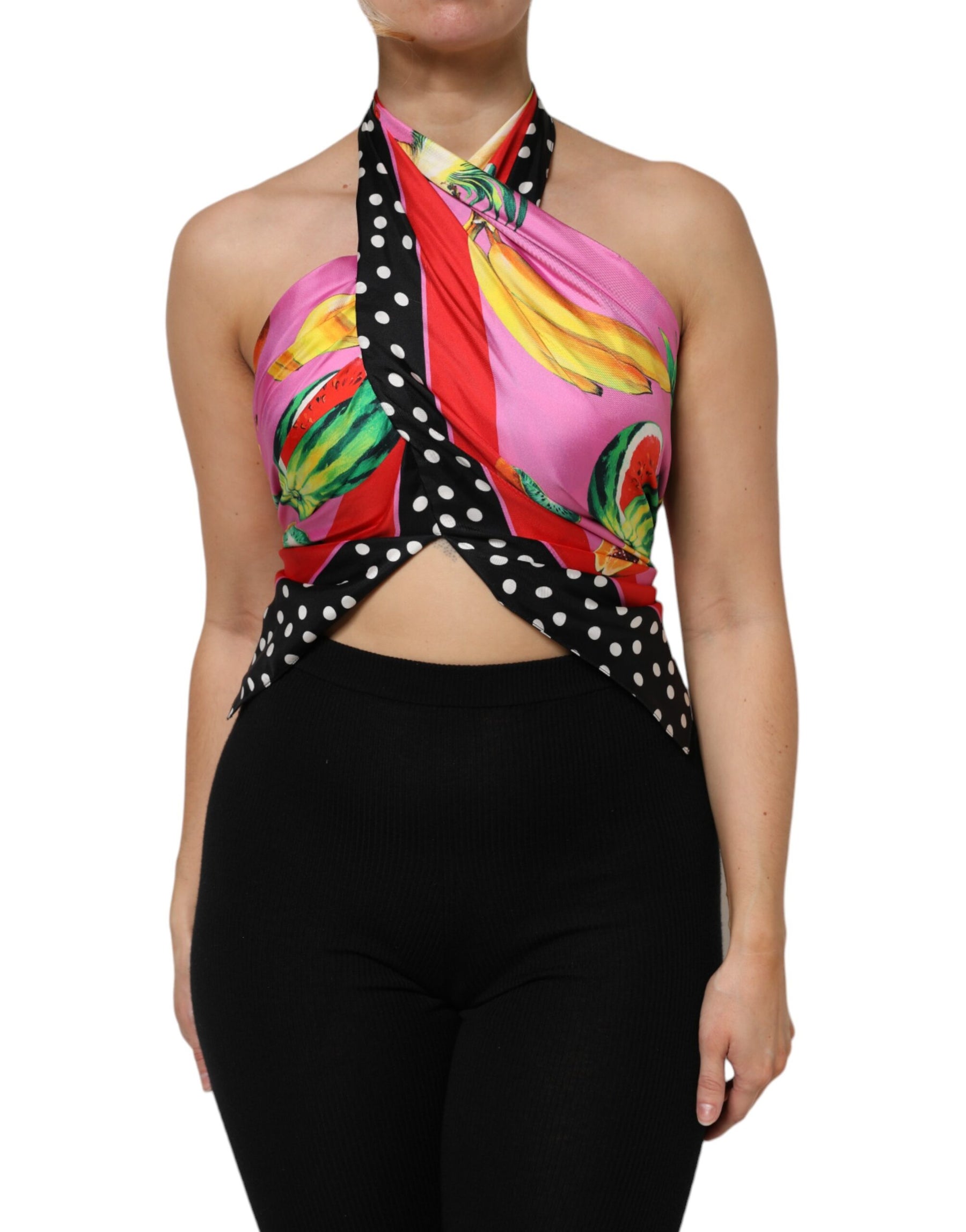 Dolce & Gabbana Multicolor Halter Party Evening Cropped Top | Regal Royce