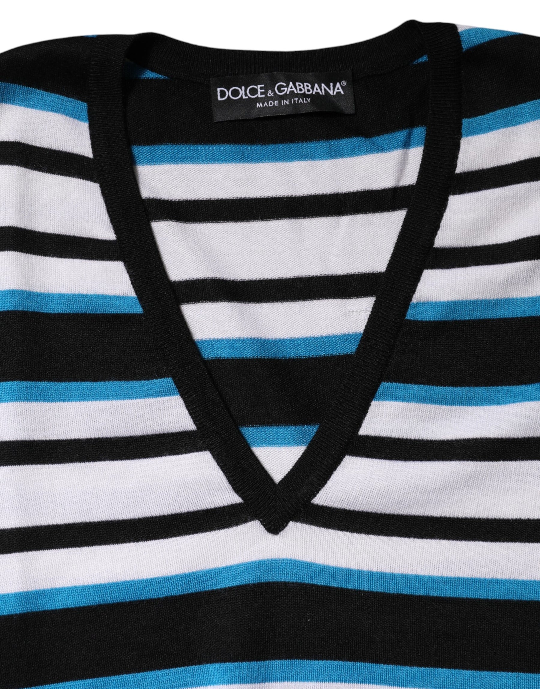 Dolce & Gabbana Multicolor Stripes Long Sleeves V-neck Top | Regal Royce