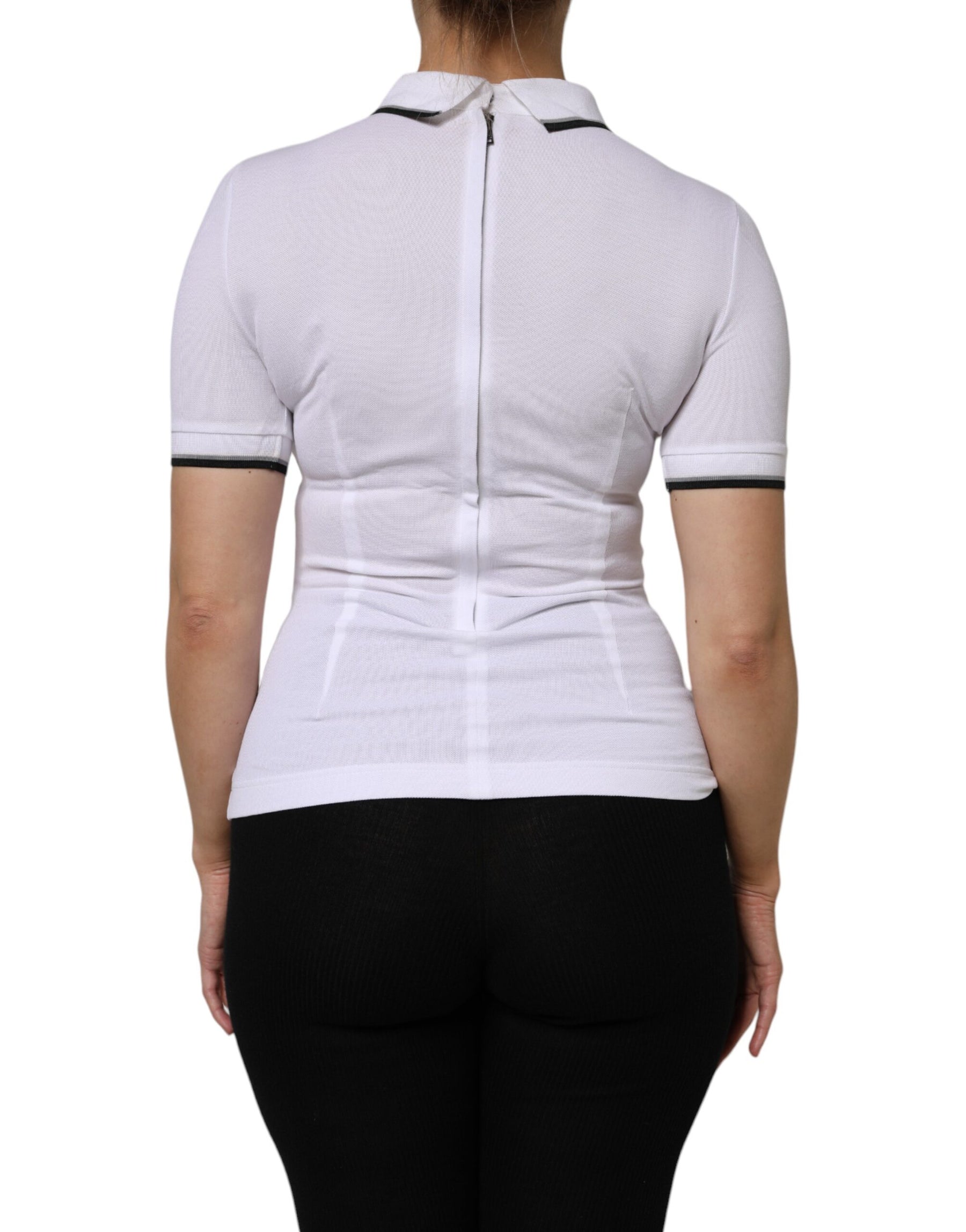 Dolce & Gabbana White Cotton Short Sleeves Collared Polo Top | Regal Royce