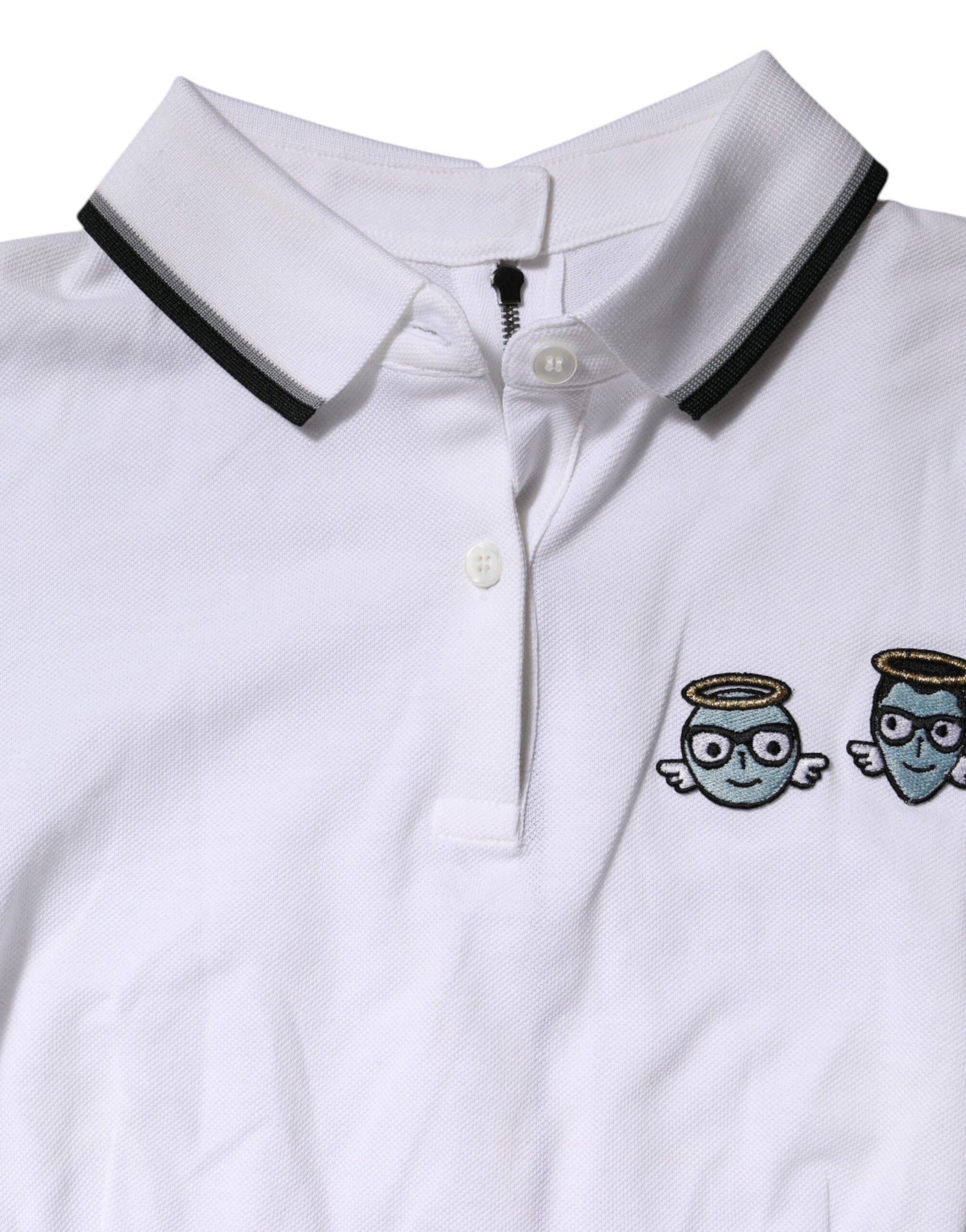Dolce & Gabbana White Cotton Short Sleeves Collared Polo Top | Regal Royce