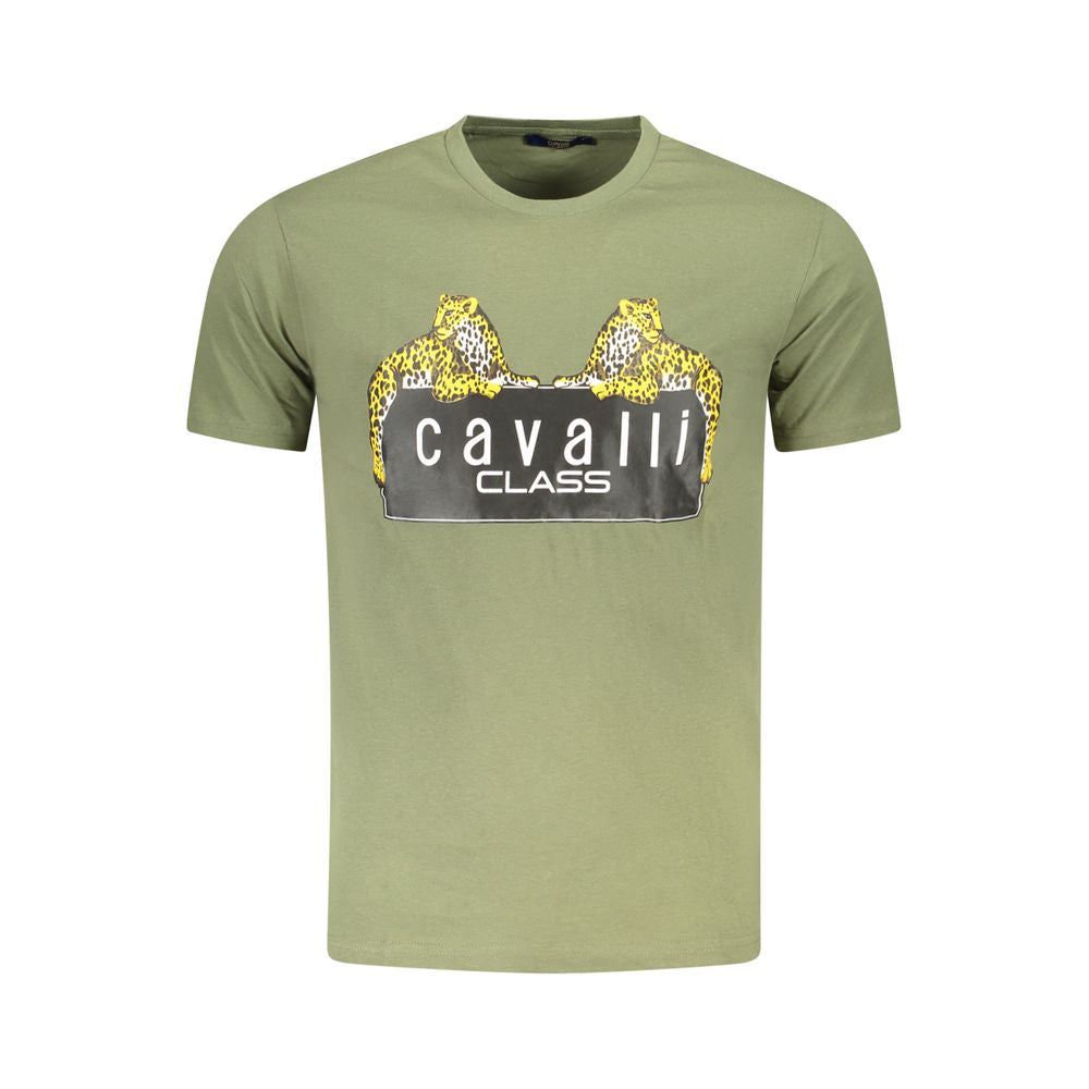 Cavalli Class Verde Cotton Men T-Shirt | Regal Royce