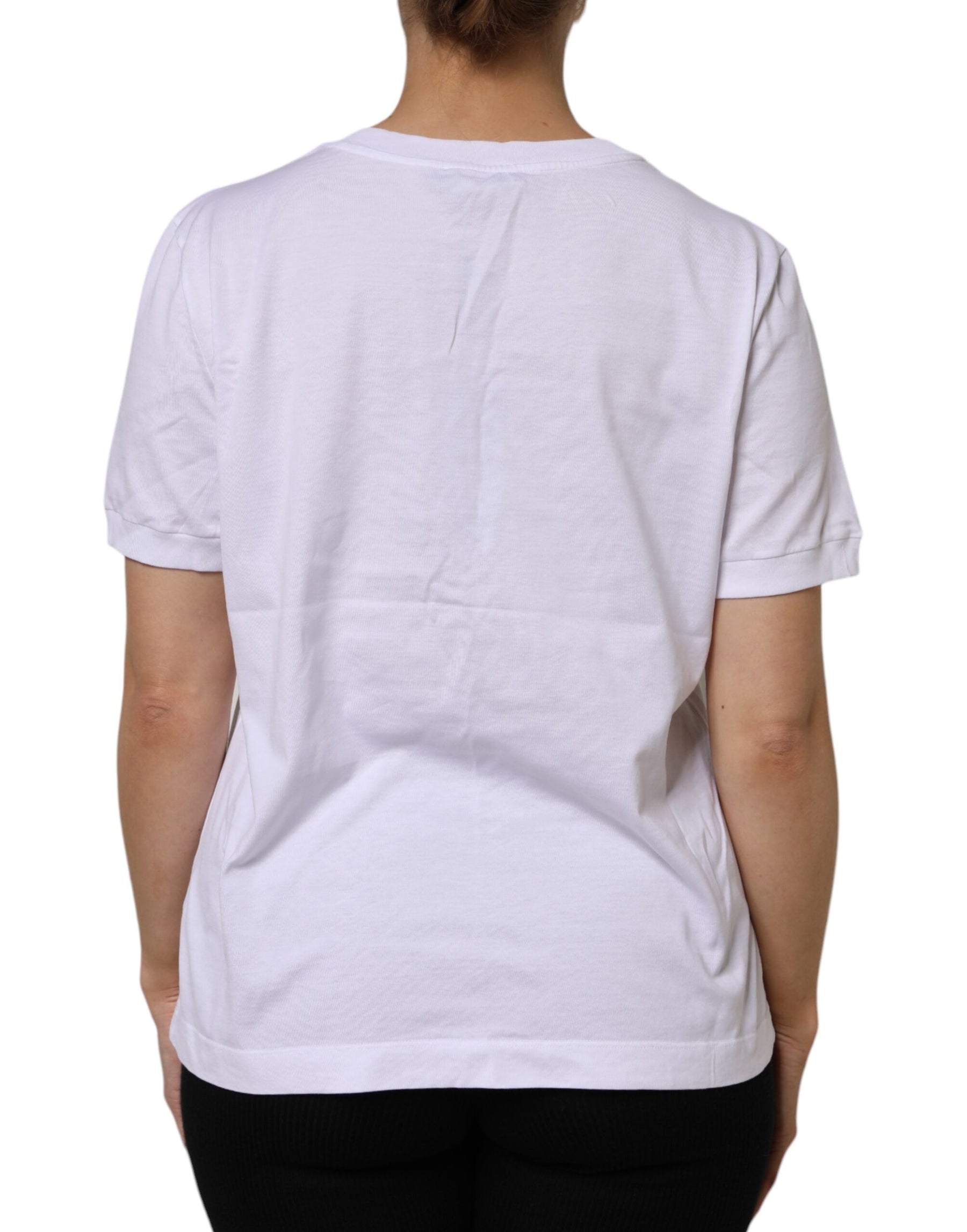 Dolce & Gabbana White Cotton Short Sleeve Round Neck T-shirt | Regal Royce