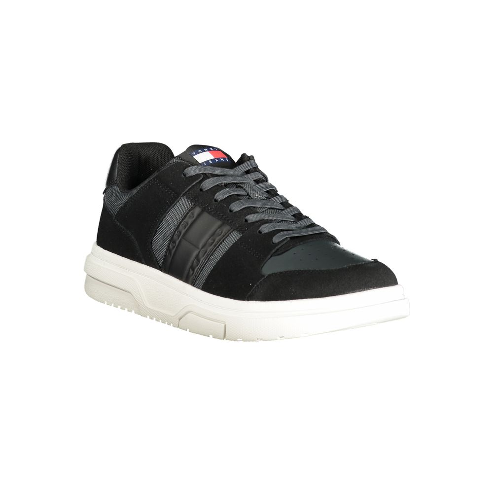 Tommy Hilfiger Black Leather Men Sneaker | Regal Royce