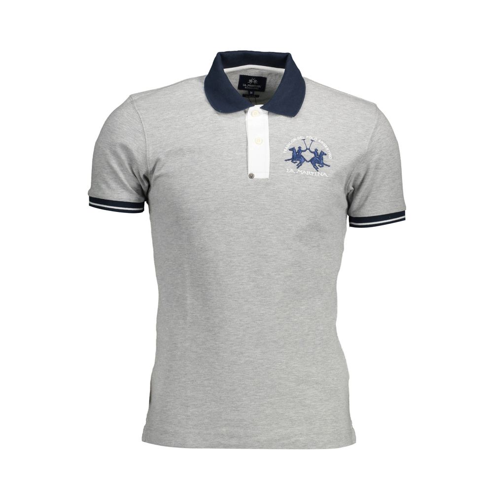 La Martina Gray Cotton Polo Shirt