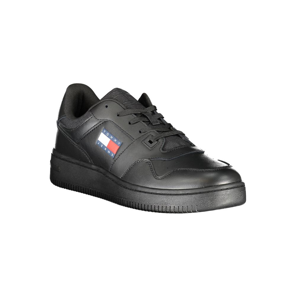 Tommy Hilfiger Black Leather Men's Sneaker | Regal Royce