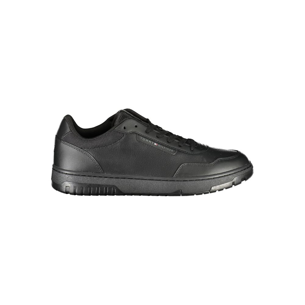 Tommy Hilfiger Black Leather Men Sneaker | Regal Royce