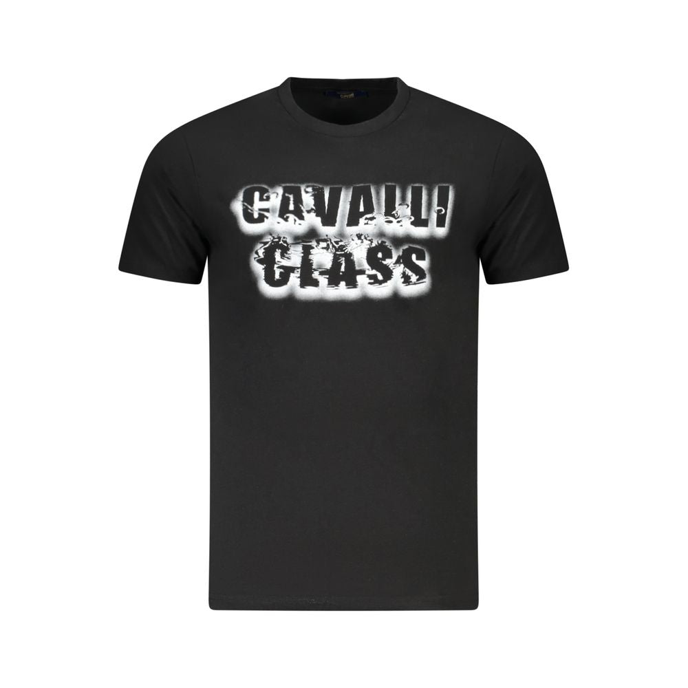 Cavalli Class Black Cotton Men T-Shirt | Regal Royce