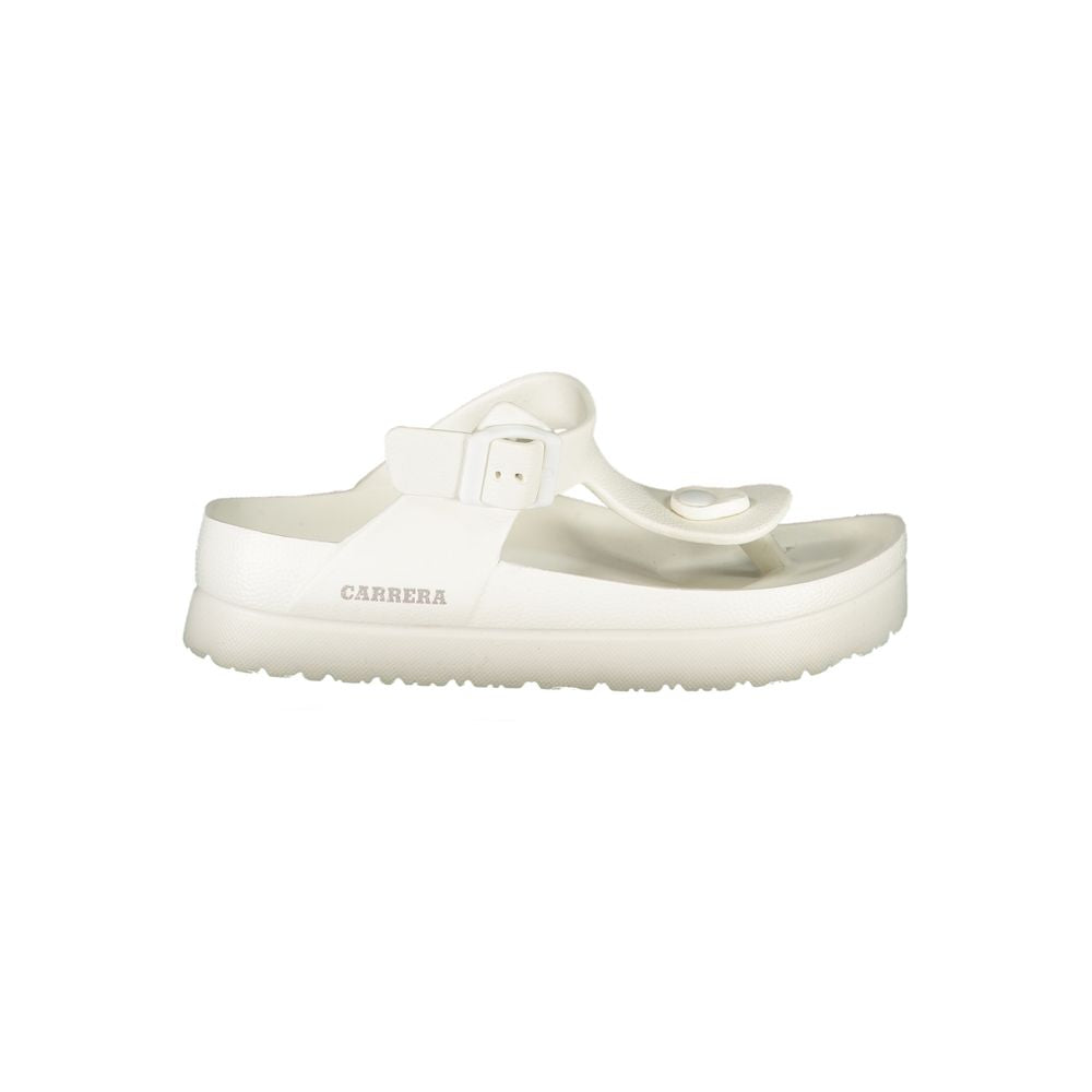Carrera Bianco Poliuretano Womens Flip Flop with Ankle Buckle | Regal Royce