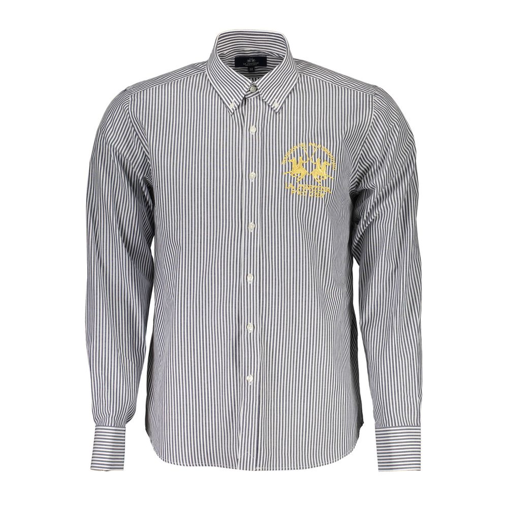 La Martina Blu Cotton Men Shirt | Regal Royce