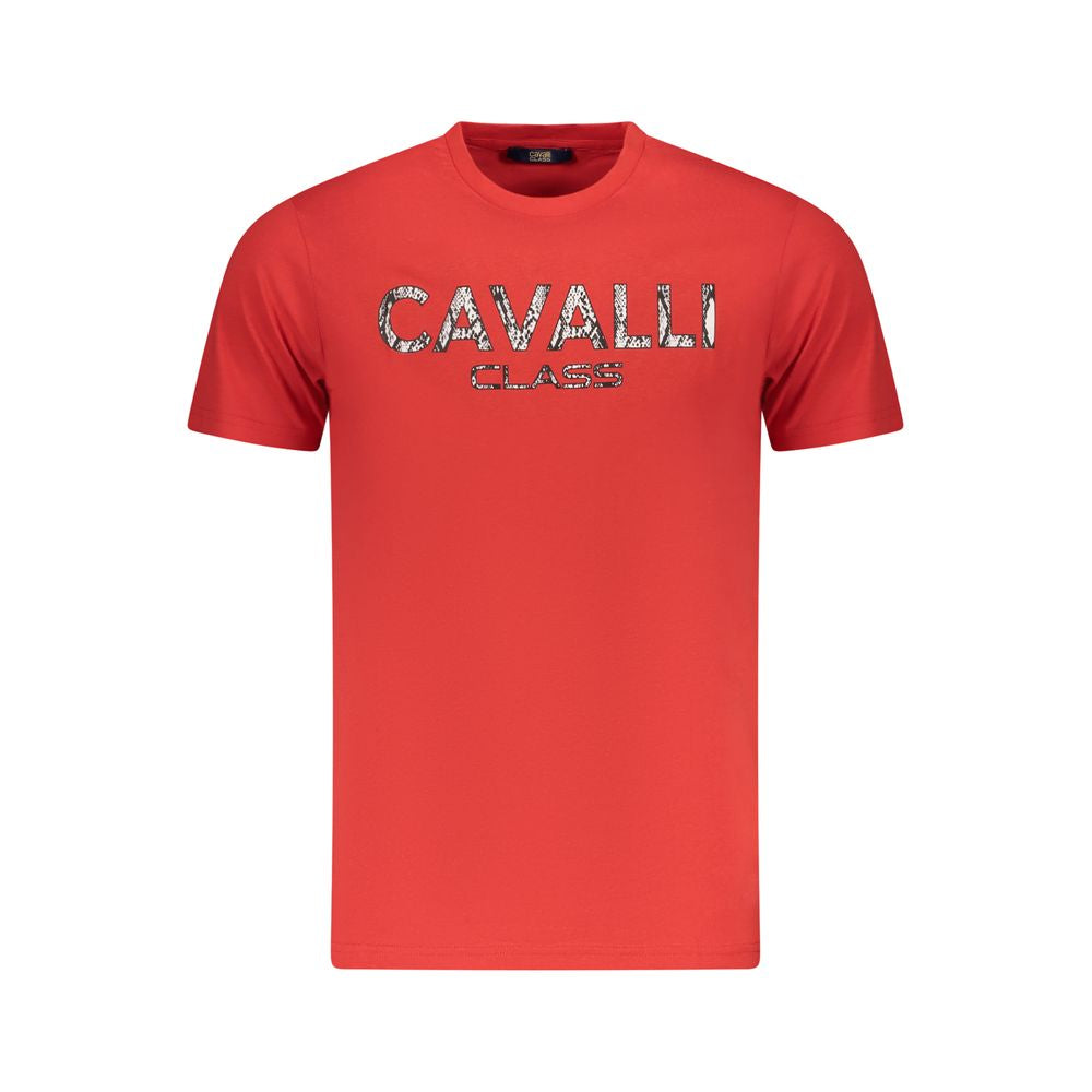 Cavalli Class Rosso Cotton Men T-Shirt | Regal Royce