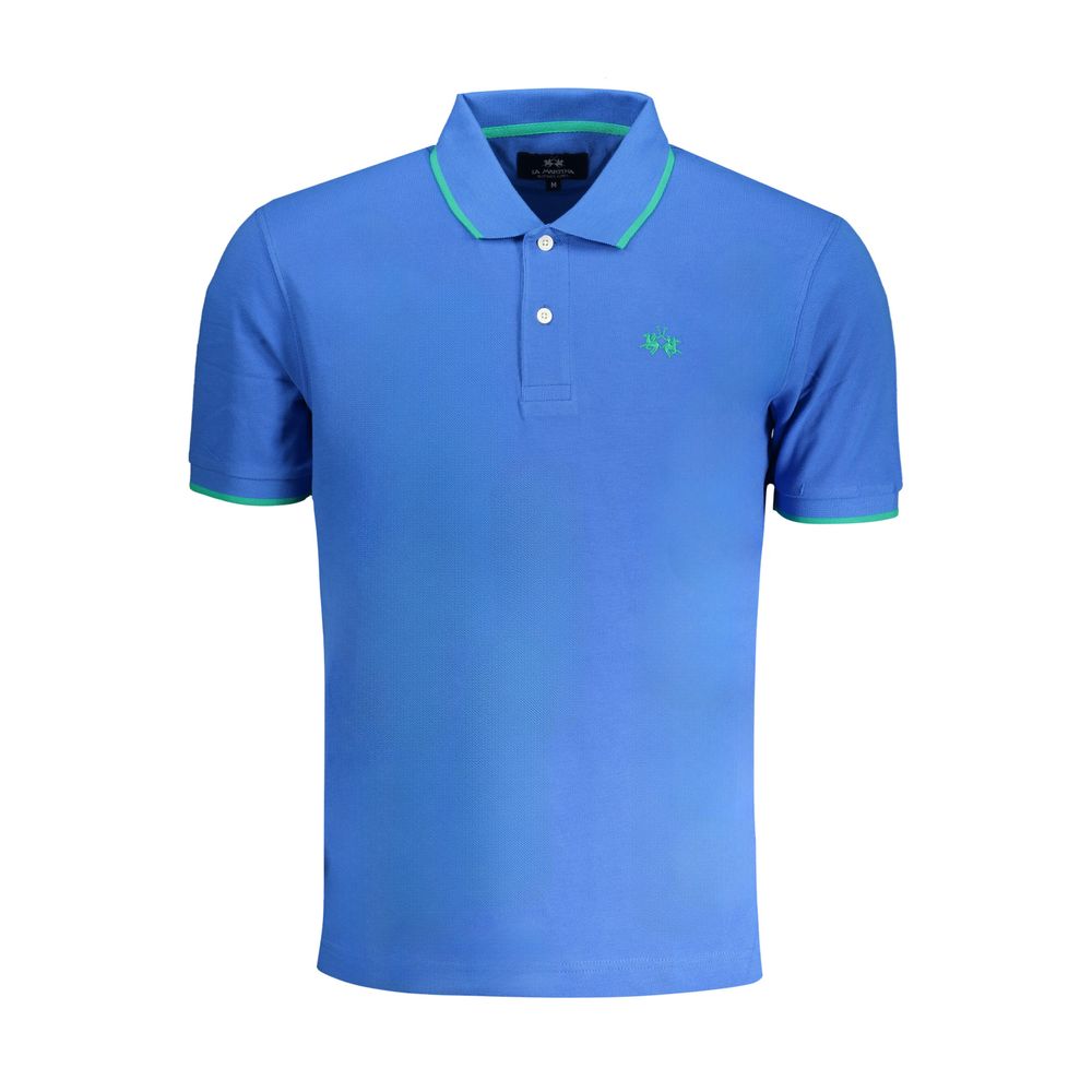 La Martina Blu Cotton Mens Polo Shirt | Regal Royce
