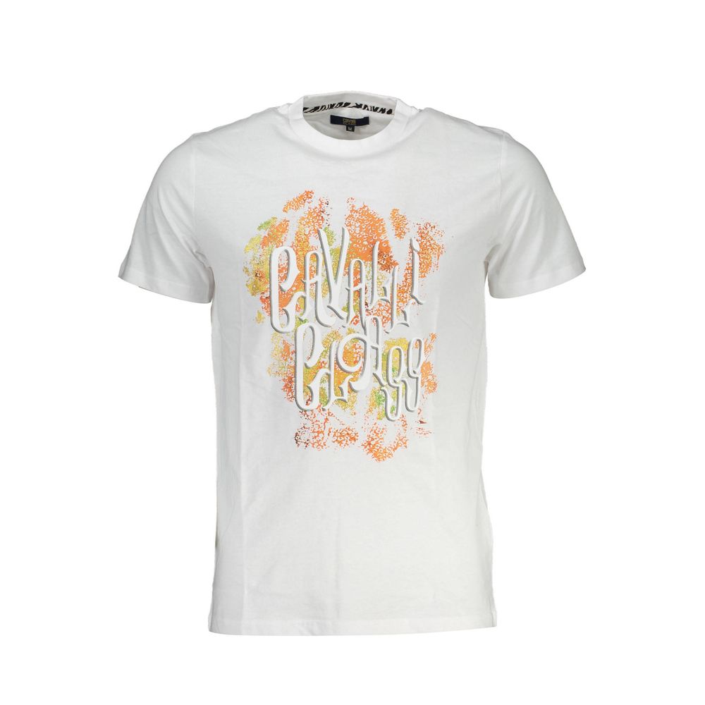 Cavalli Class Bianco Cotton Men T-Shirt | Regal Royce