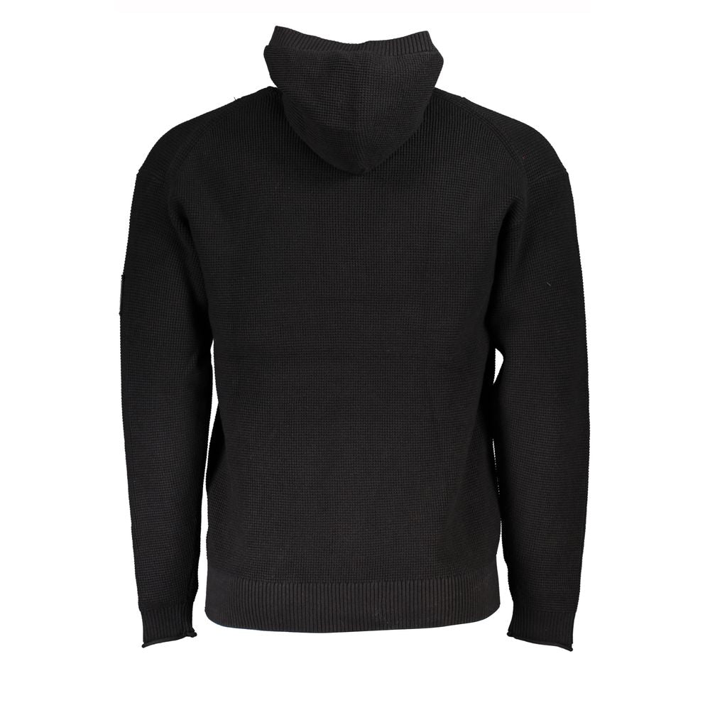 Calvin Klein Black Cotton Men's Sweater Hooded Half Zip | Regal Royce