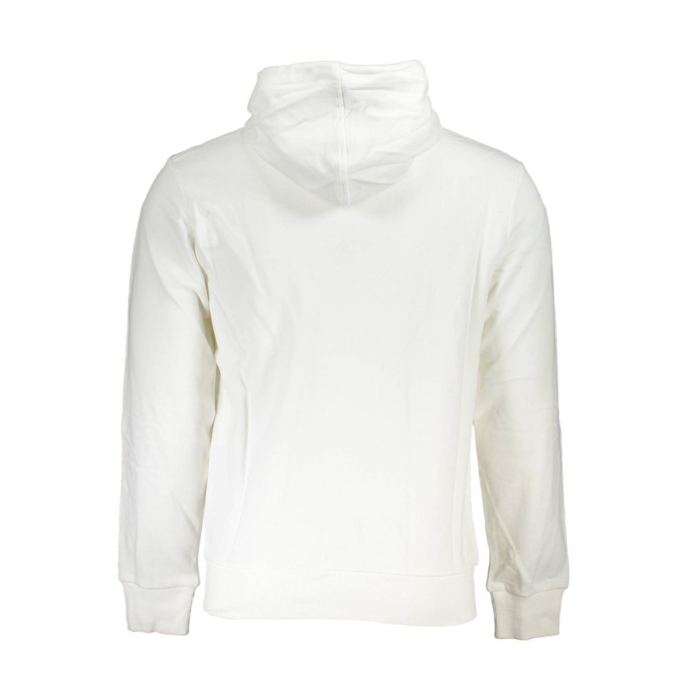 La Martina White Cotton Men Sweater with Hood and Zip Pockets | Regal Royce
