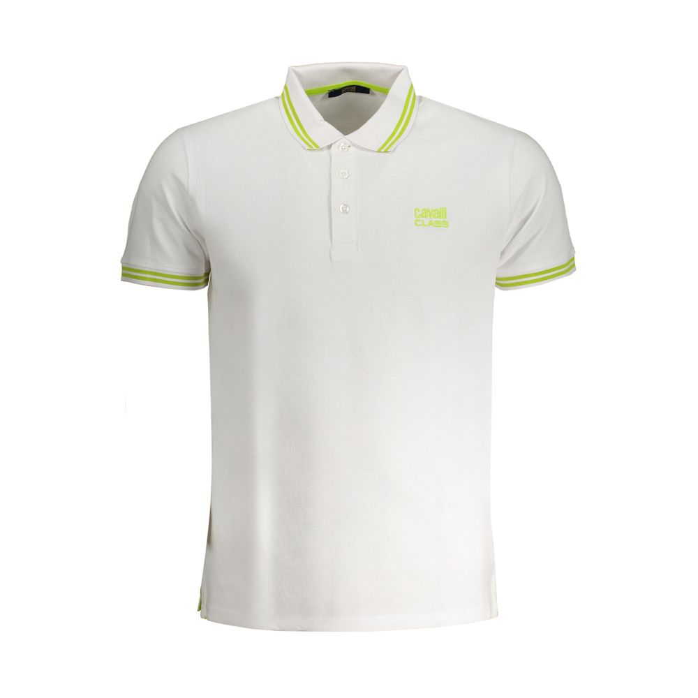 Cavalli Class White Cotton Men Polo Shirt | Regal Royce