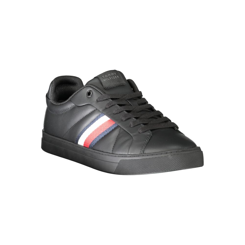 Tommy Hilfiger Black Leather Men Sneaker | Regal Royce