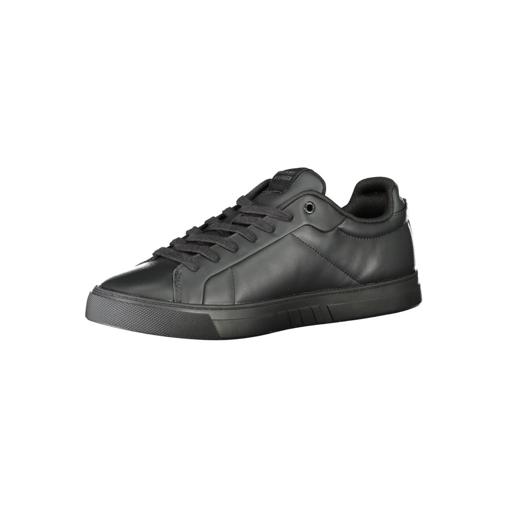 Tommy Hilfiger Black Leather Men Sneaker | Regal Royce