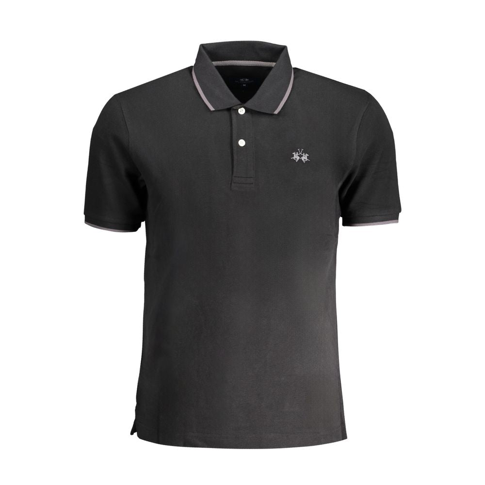 La Martina Black Cotton Men's Polo Shirt | Regal Royce