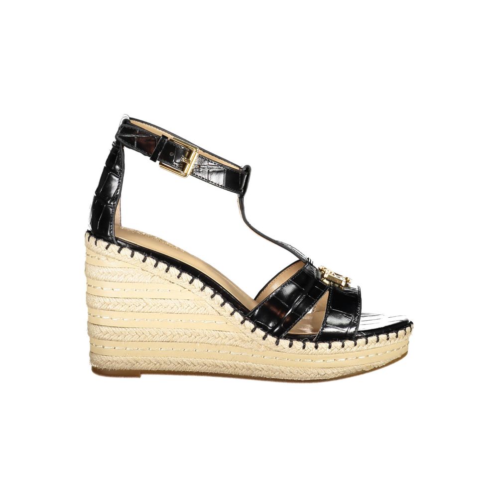 Ralph Lauren Black Leather Women Sandal | Regal Royce
