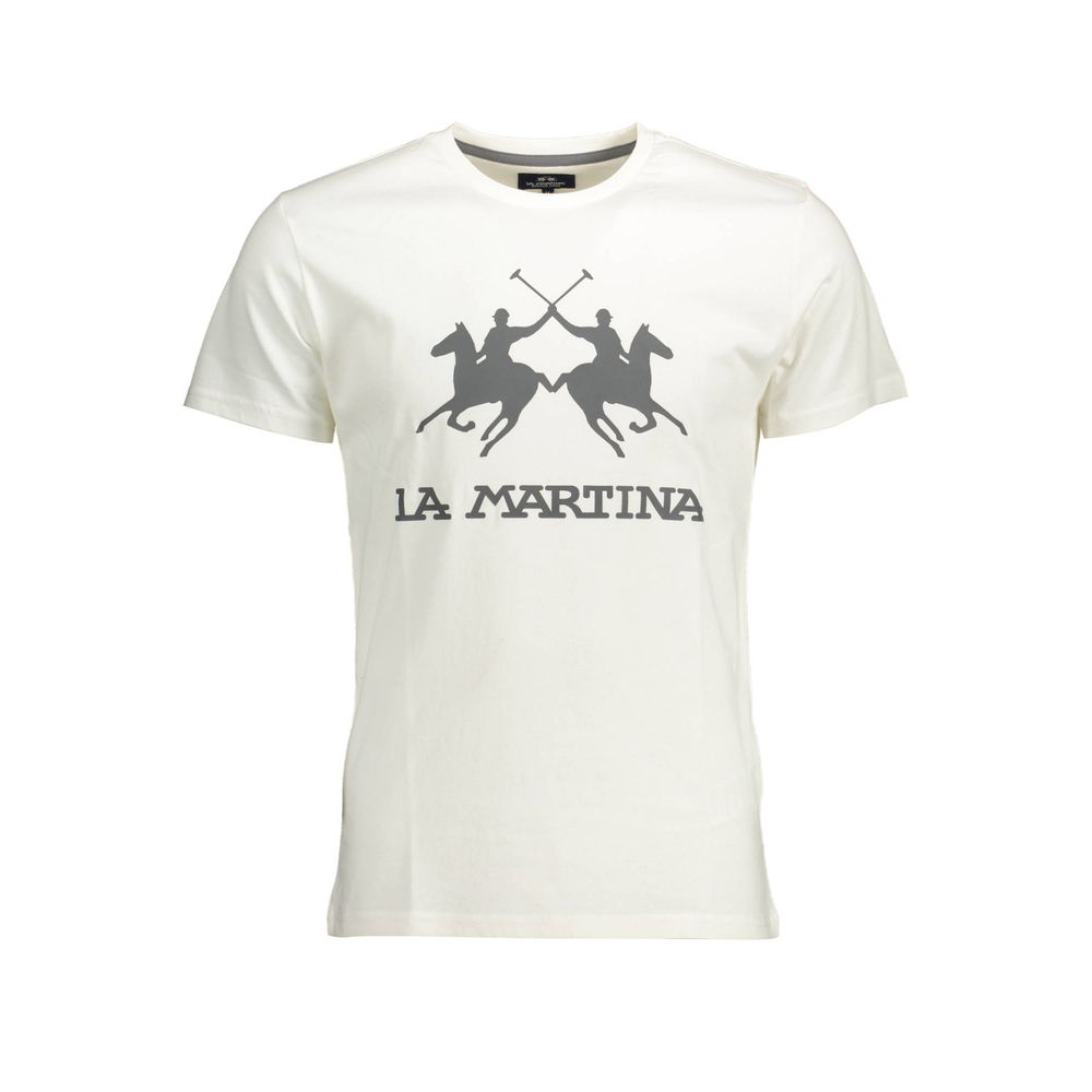 La Martina Bianco Cotton Men T-Shirt | Regal Royce
