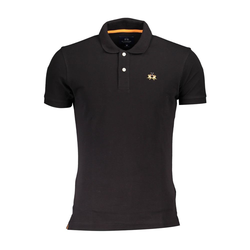 La Martina Black Cotton Polo Shirt