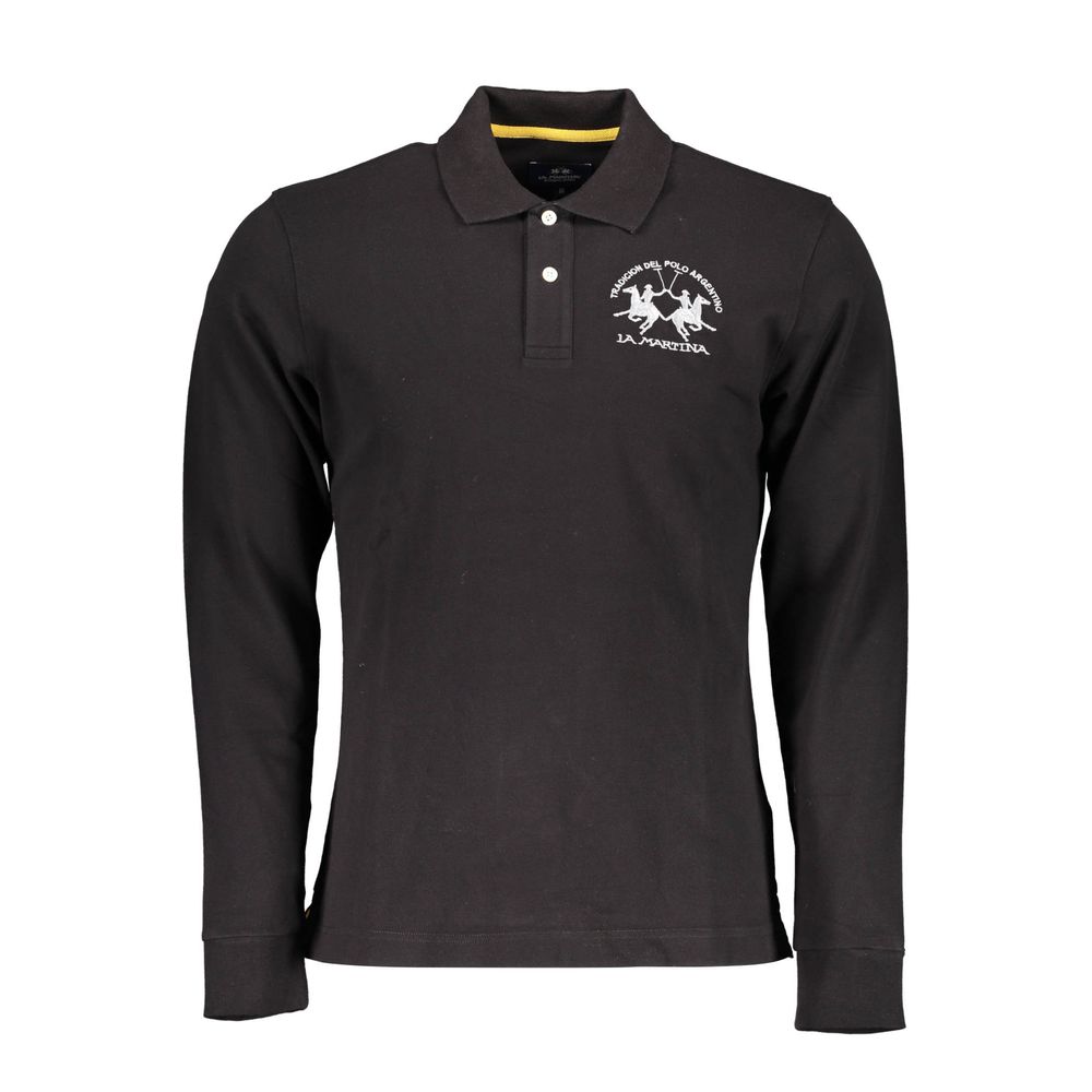 La Martina Black Cotton Men's Polo Shirt | Regal Royce