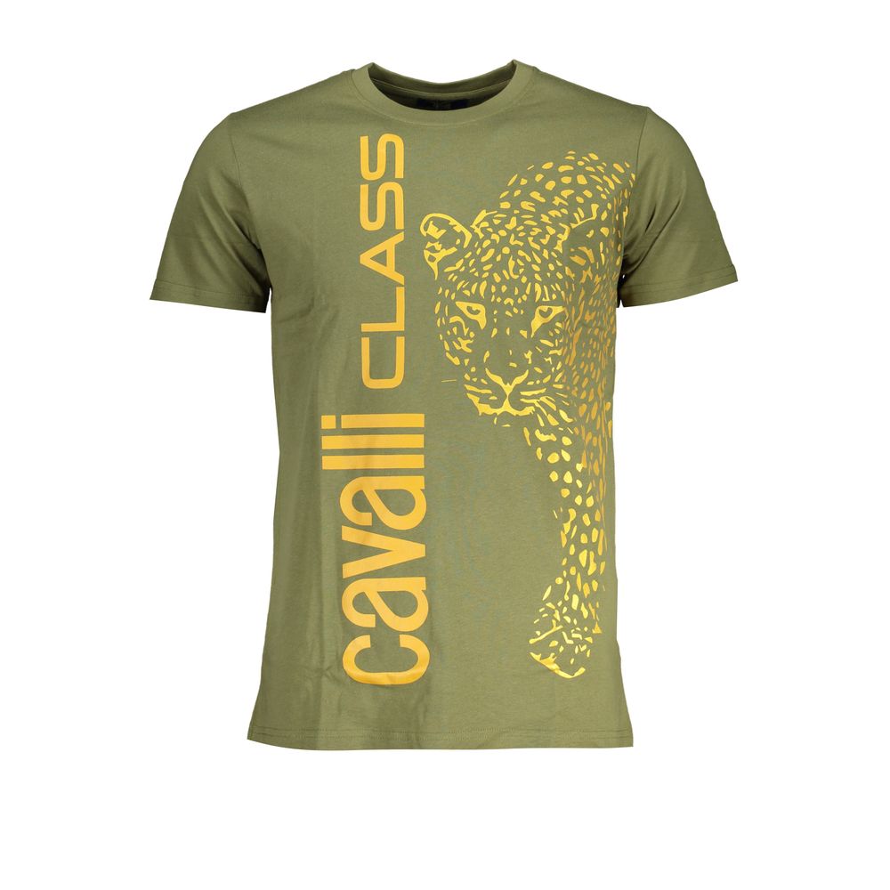 Cavalli Class Verde Cotton Men T-Shirt | Regal Royce